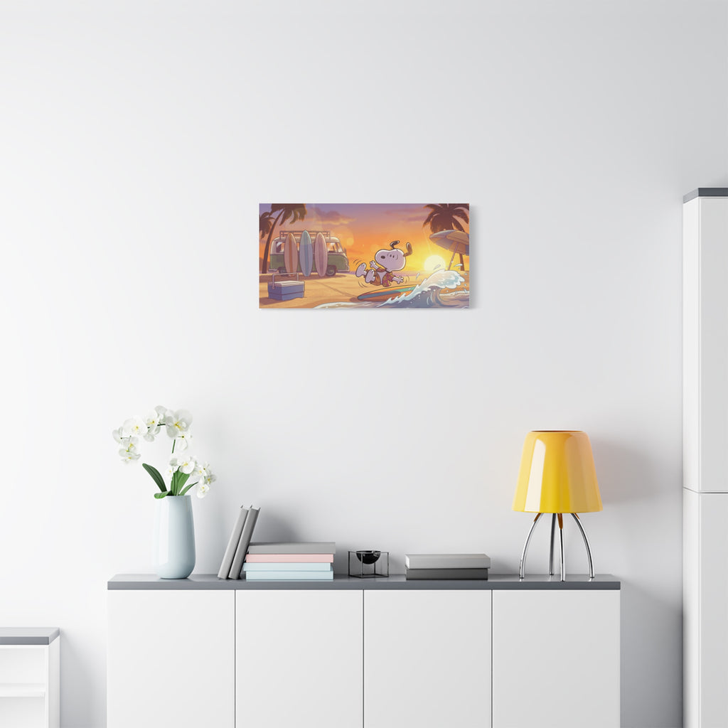 Surfing Snoopy Poster Canvas