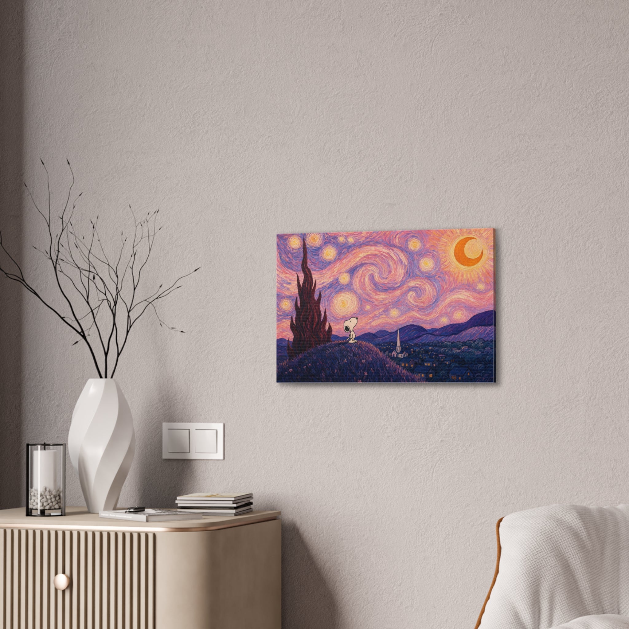 Snoopy Starry Night Canvas