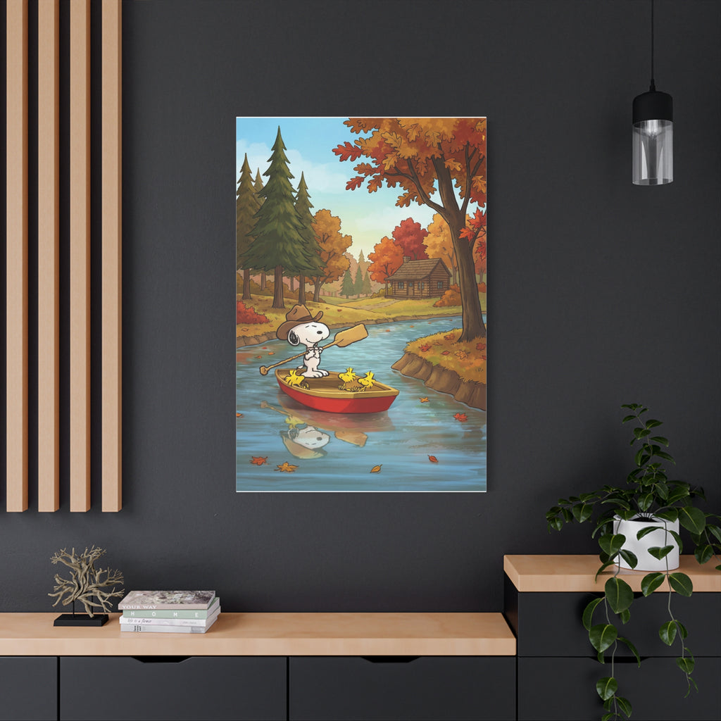 Snoopy Rowboat Autumn Canvas