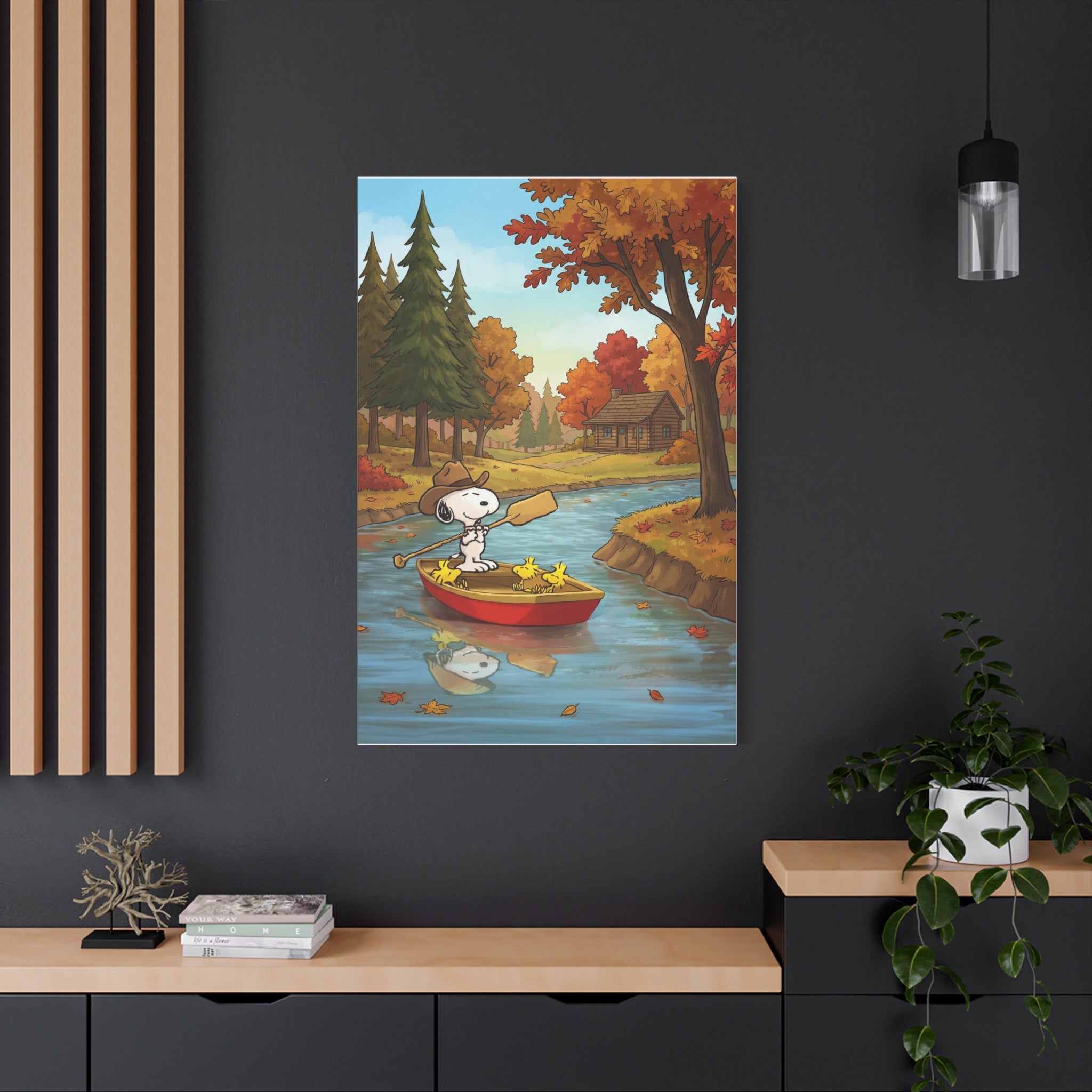 Snoopy Rowboat Autumn Canvas