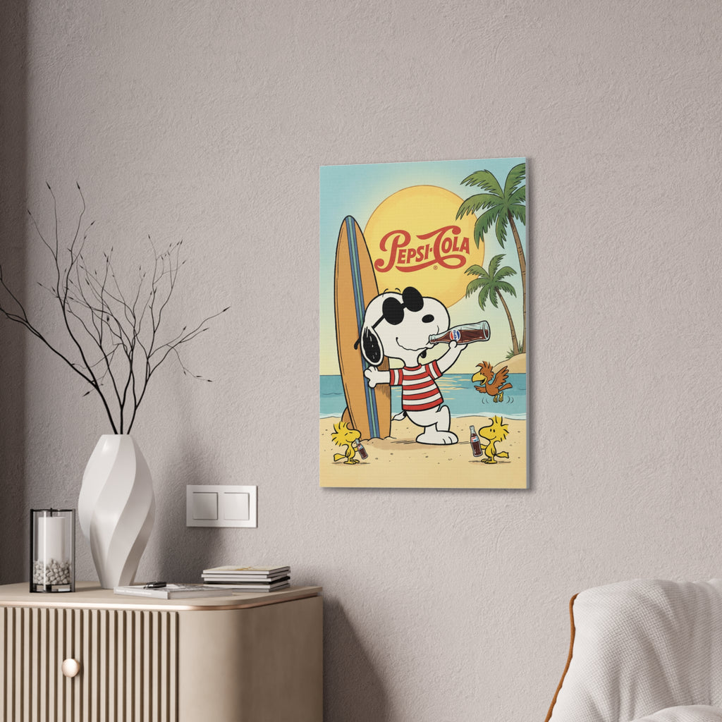 Peanuts Snoopy Surfing Pepsi Canvas
