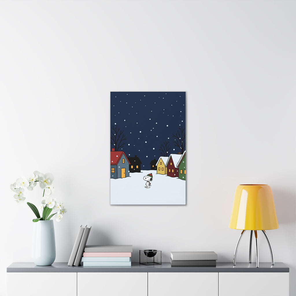 Snoopy Snowy Night Canvas