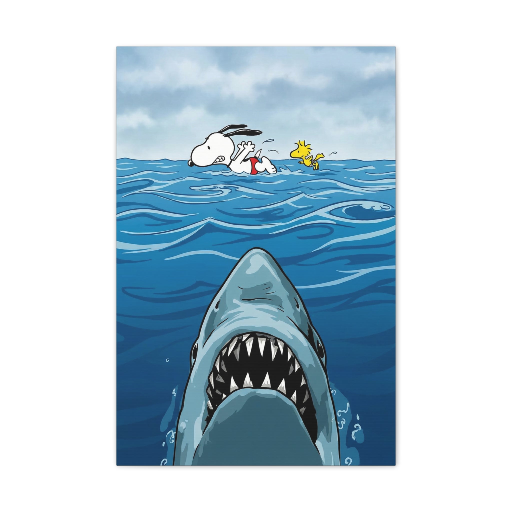 Snoopy Shark Scene Canvas