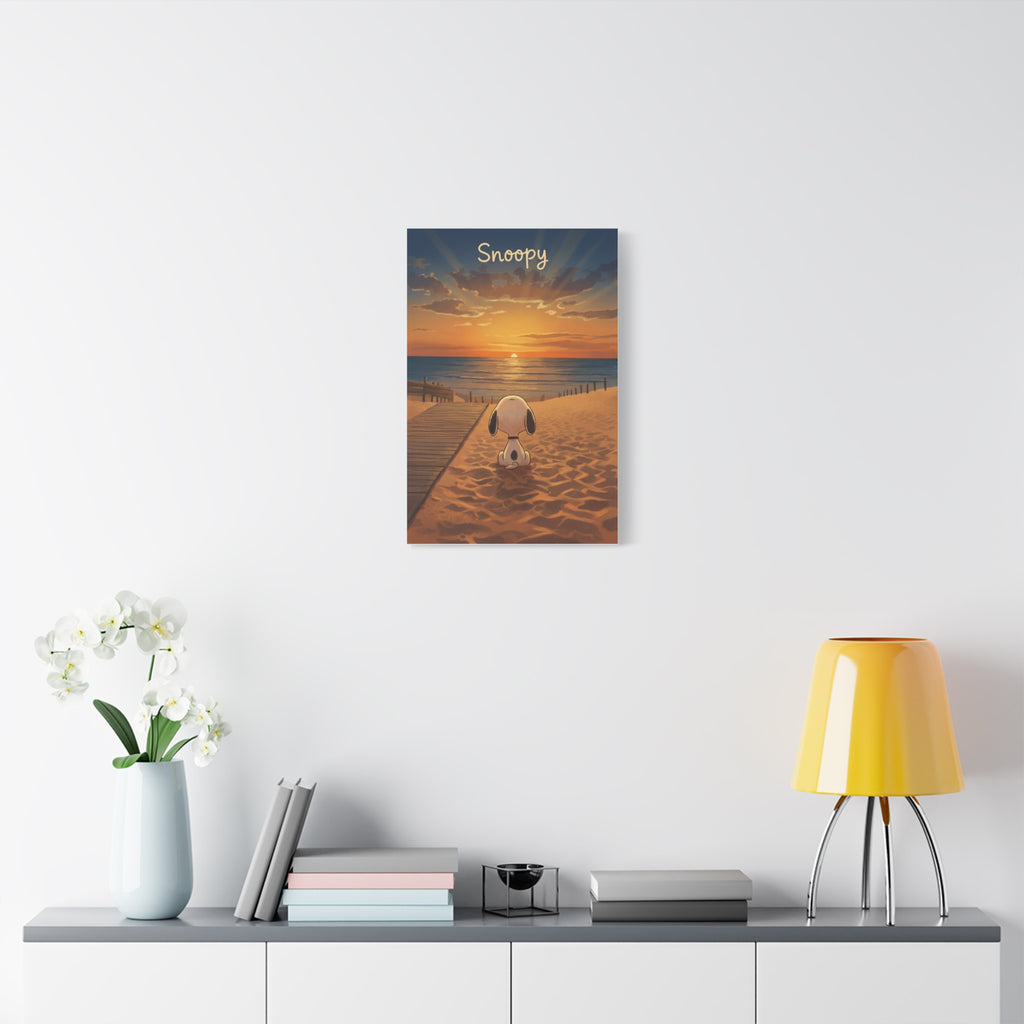 Snoopy Beach Sunset Canvas