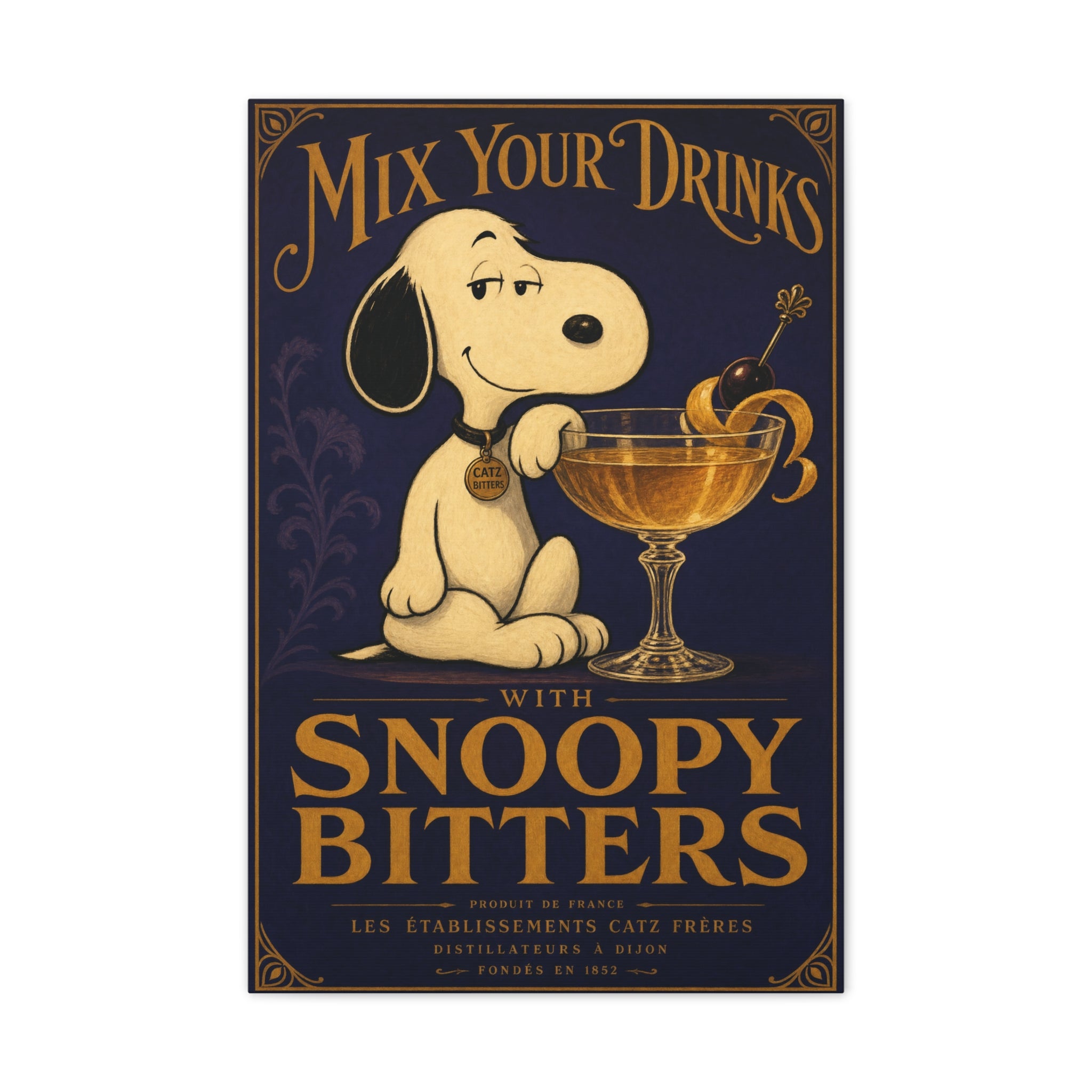 Snoopy Bitters Cocktail Canvas
