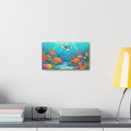 Snorkeling Dog Coral Reef Canvas