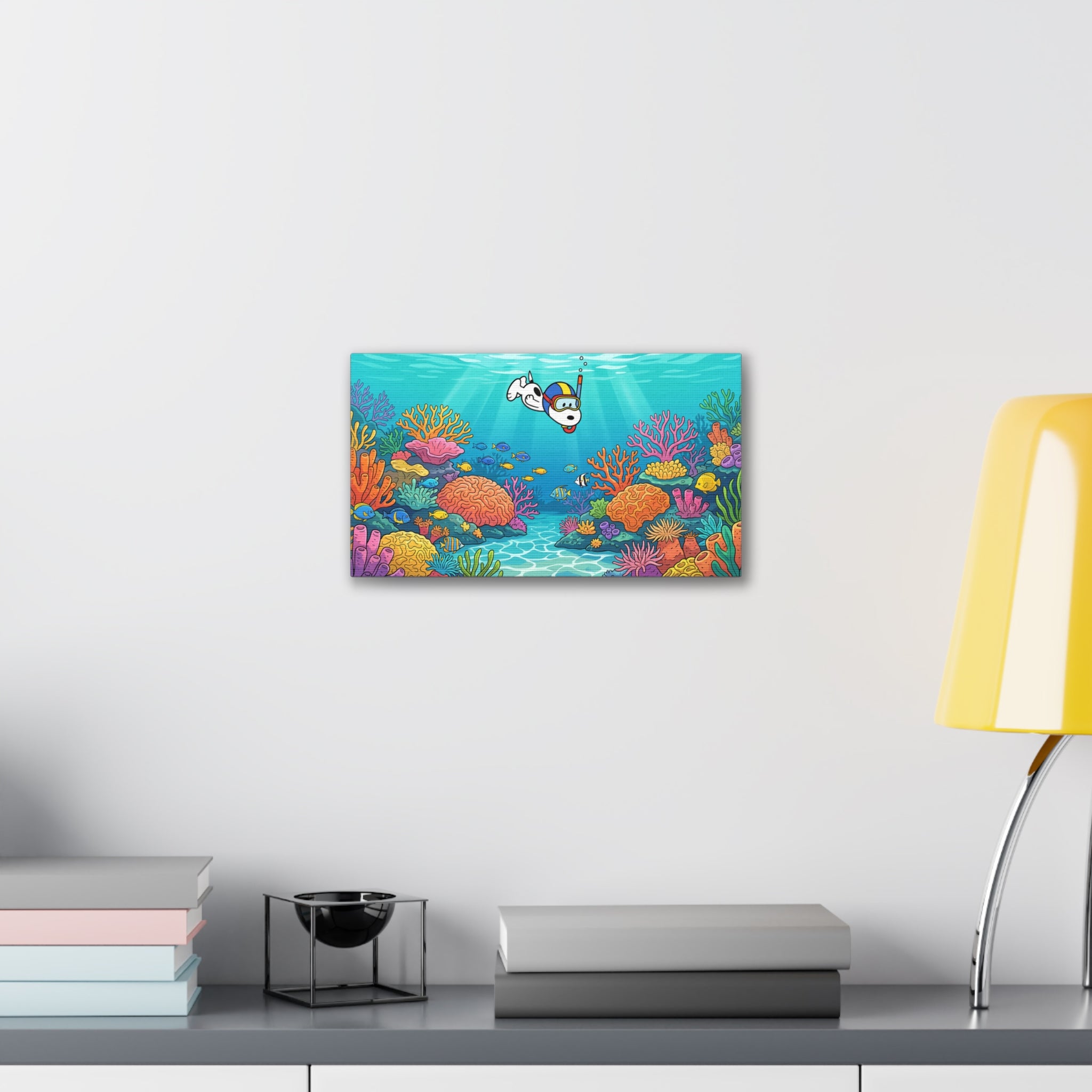 Snorkeling Dog Coral Reef Canvas