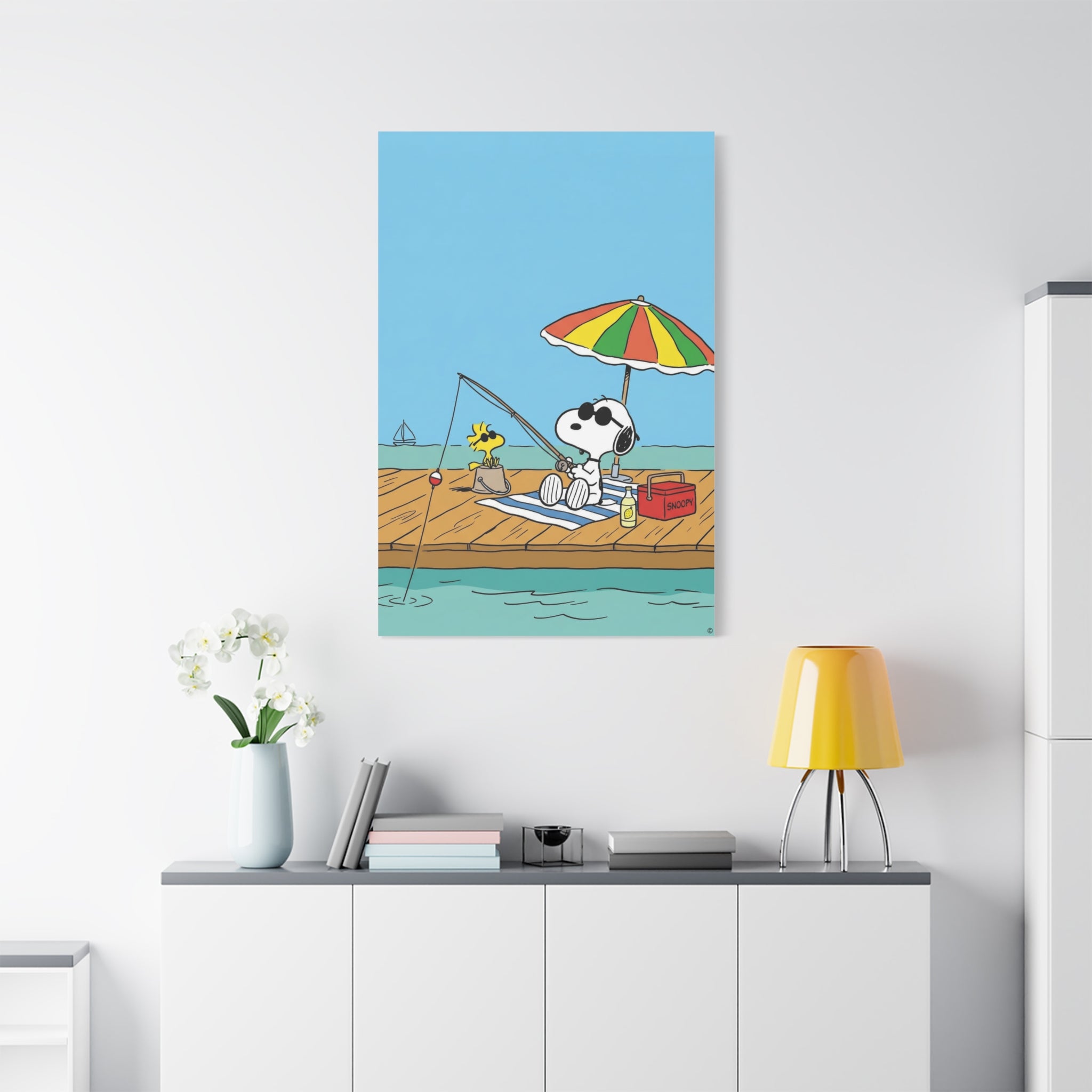 Fishing By Pier Canvas