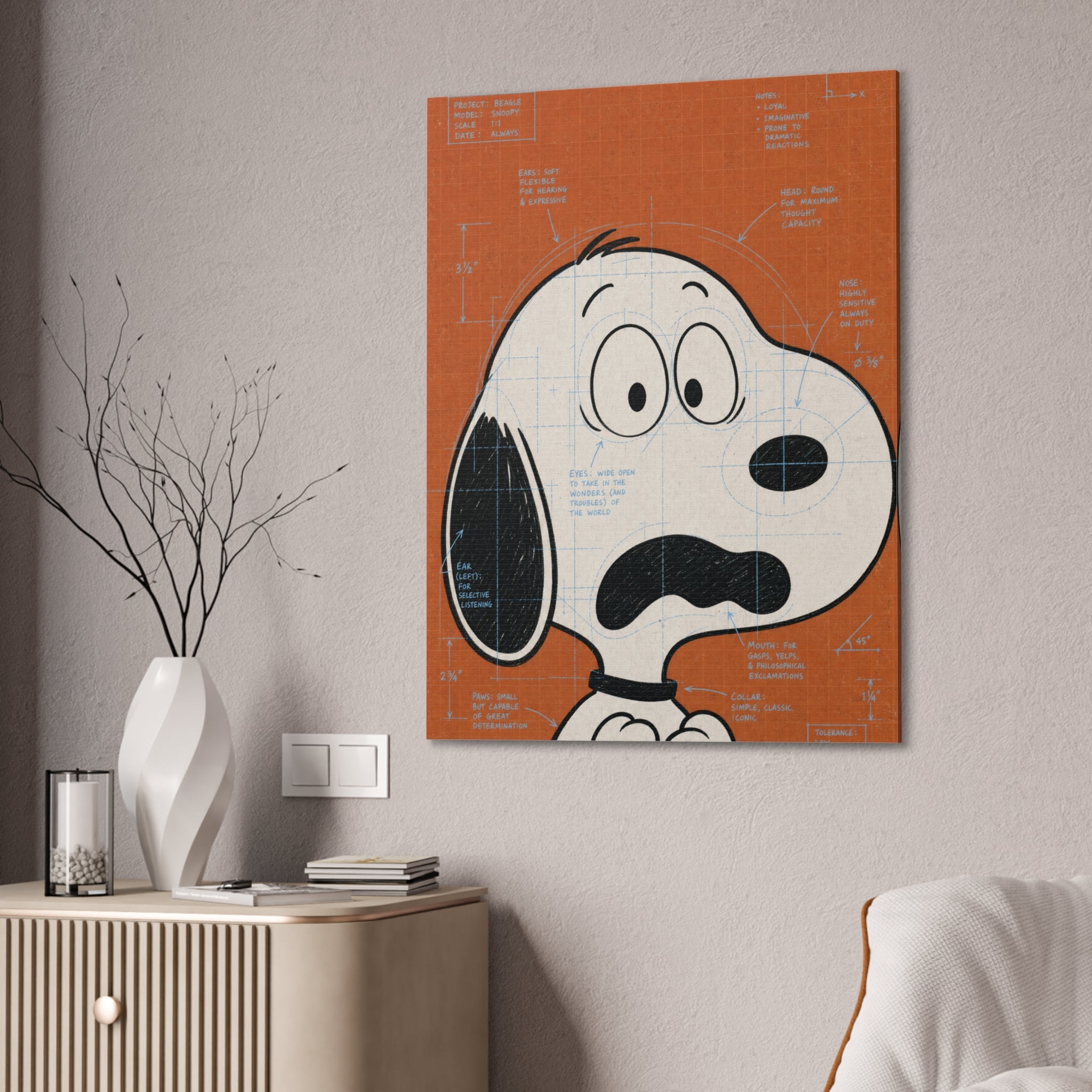 Snoopy Scared Face Canvas