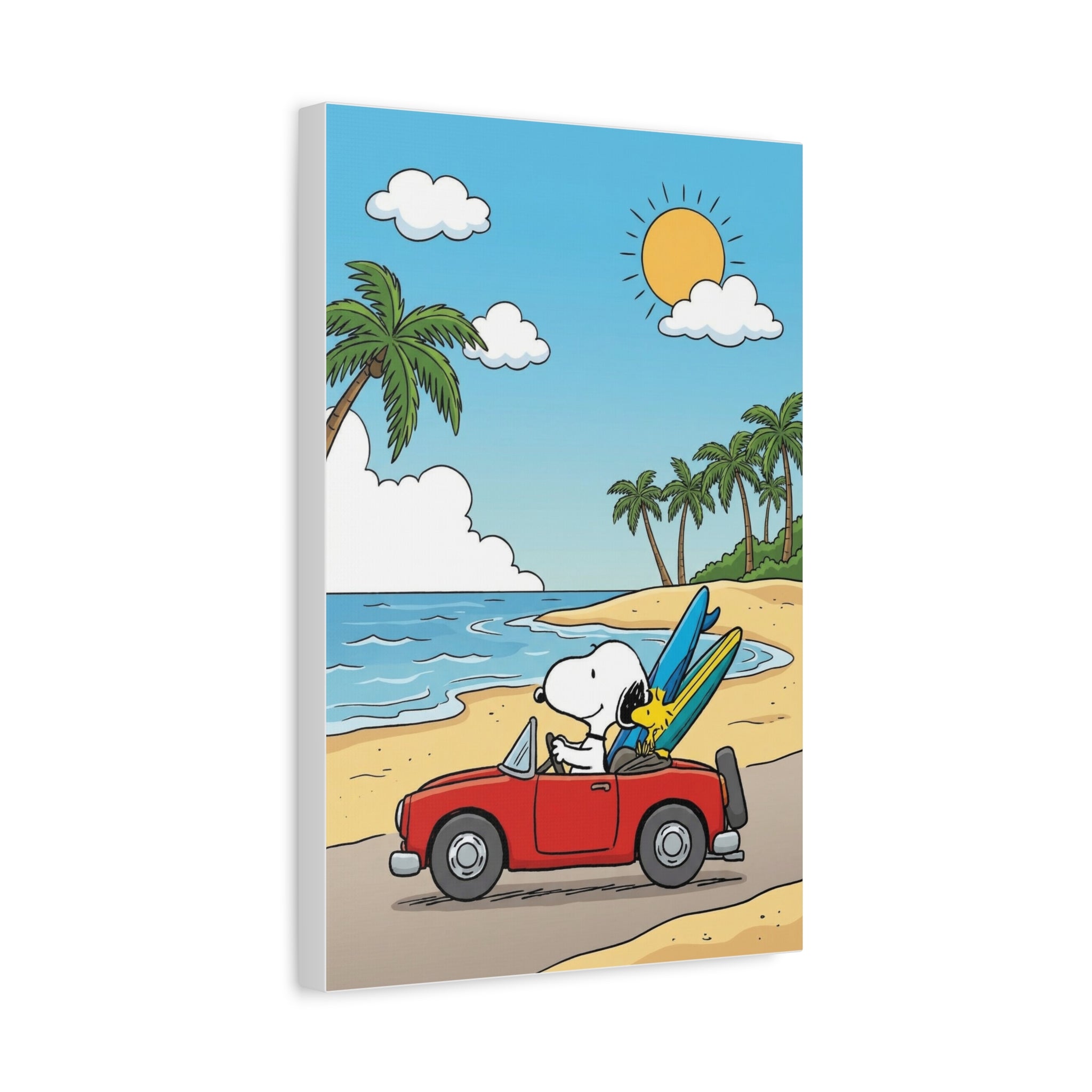 Snoopy Surfboard Beach Drive Canvas