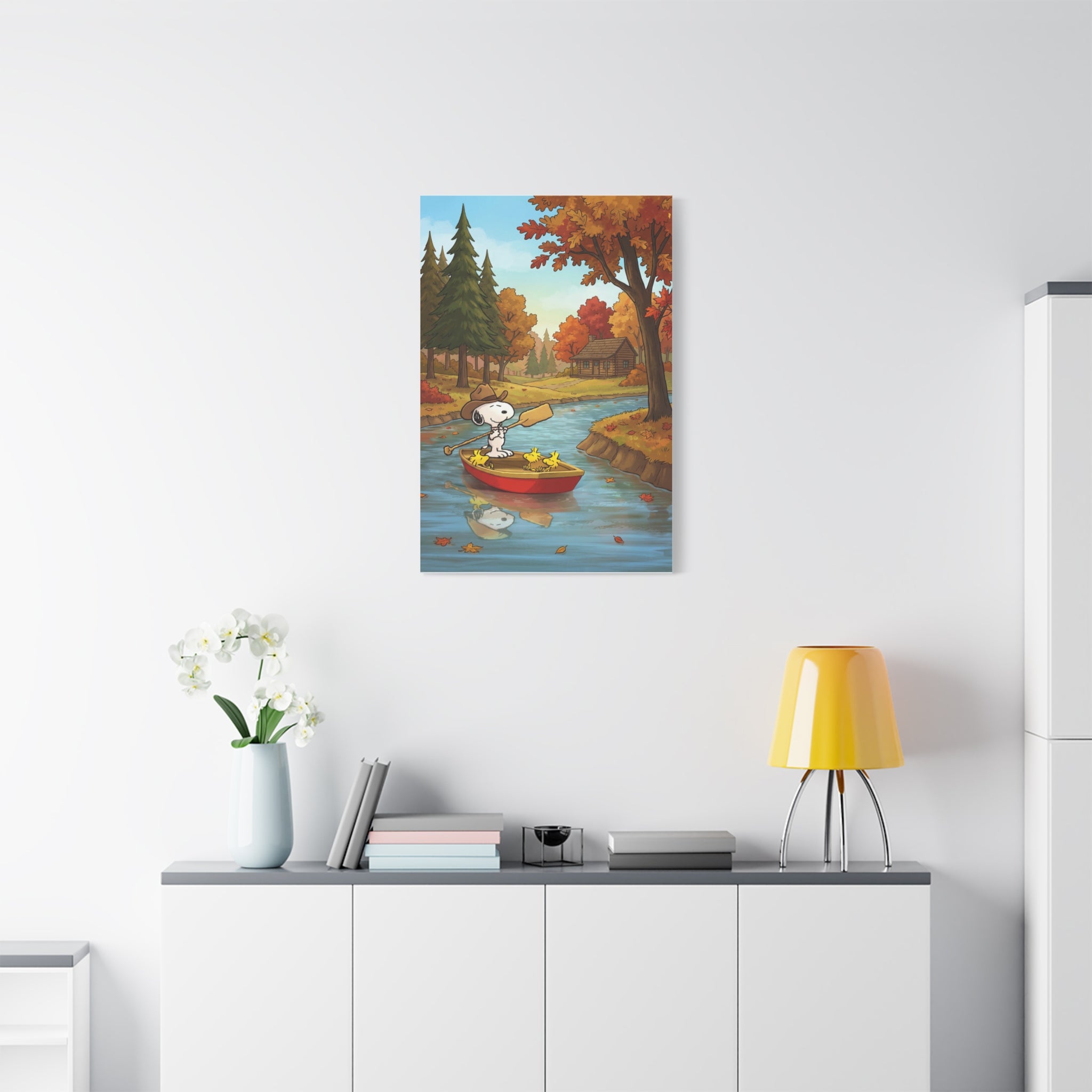 Snoopy Rowboat Autumn Canvas