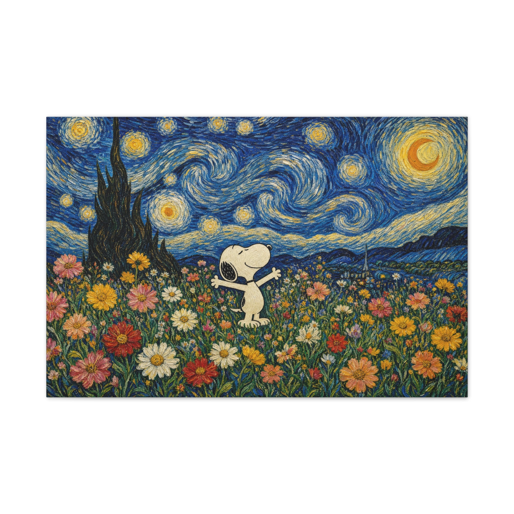 Starry Floral Field Canvas