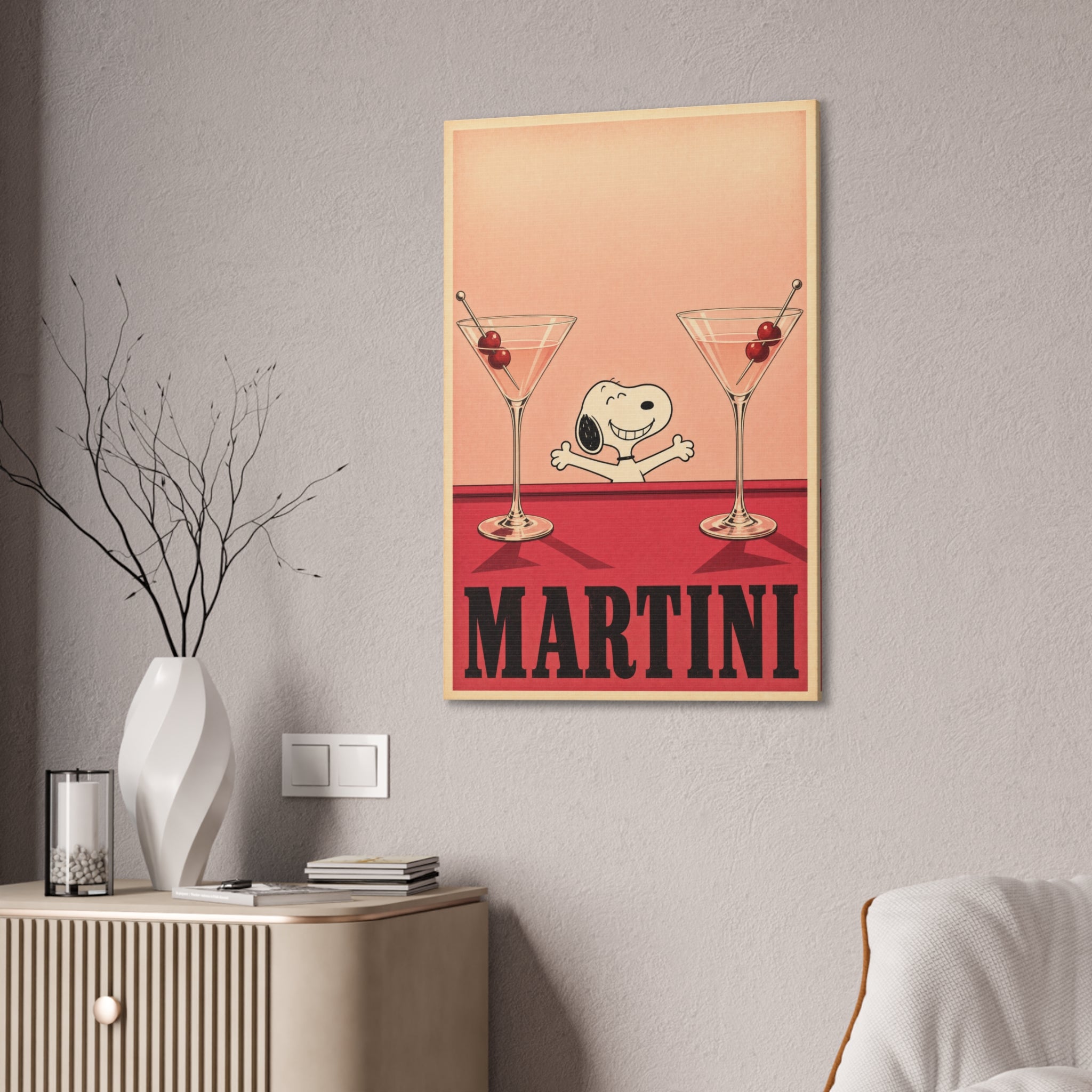 Snoopy Martini Poster Canvas