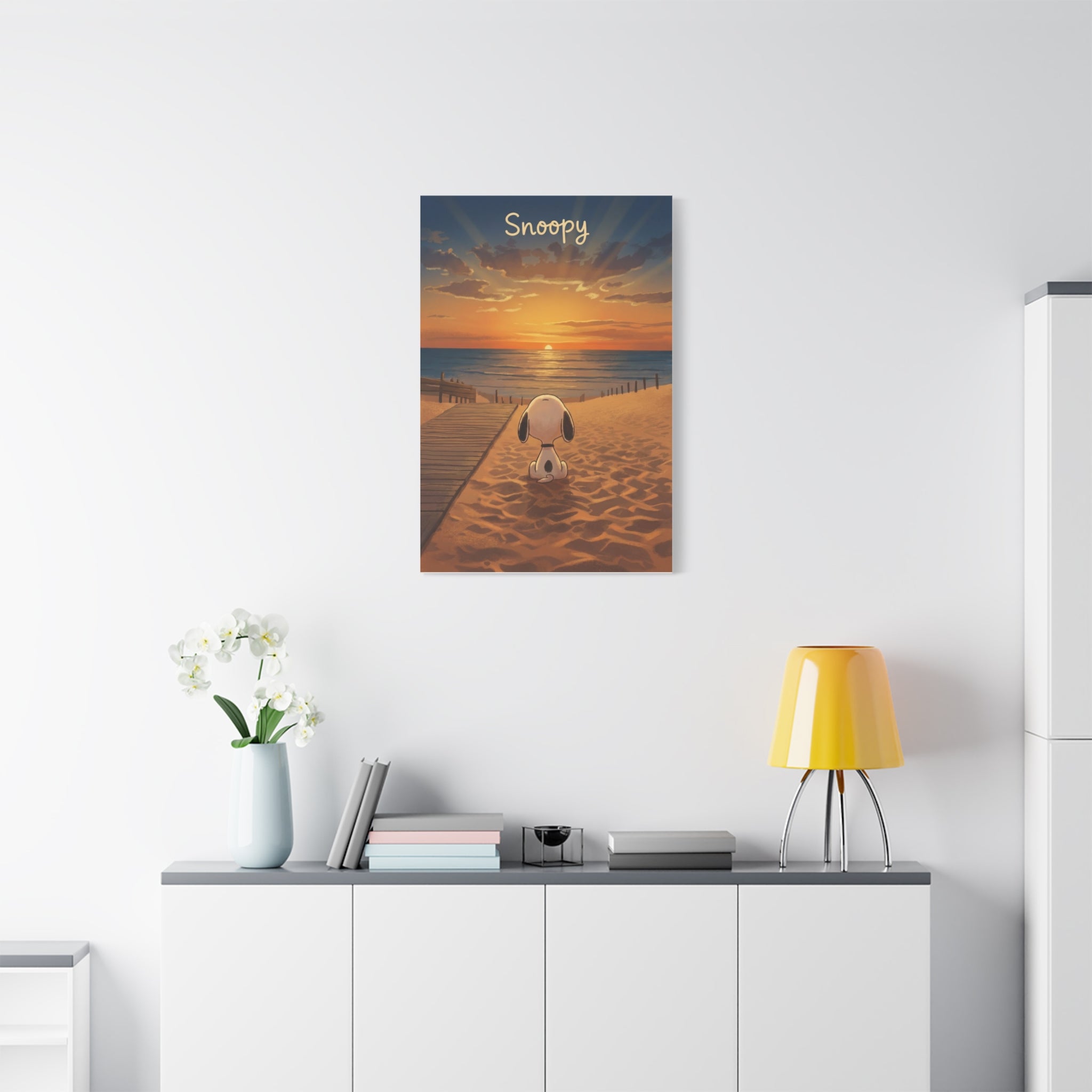 Snoopy Beach Sunset Canvas