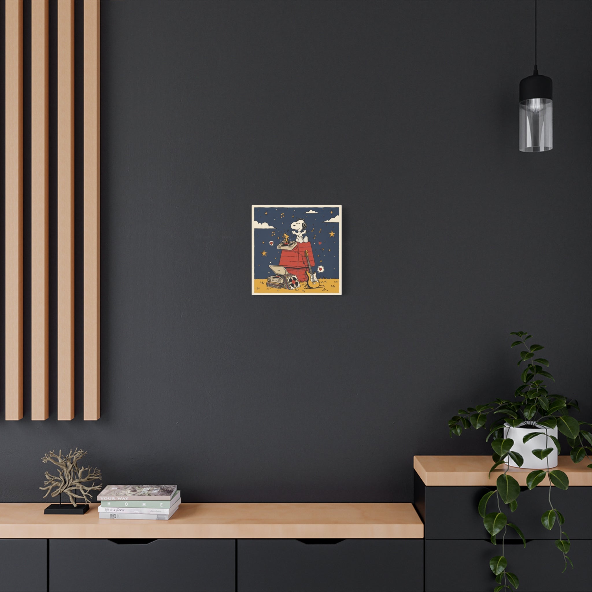 Snoopy Listening to Music Canvas
