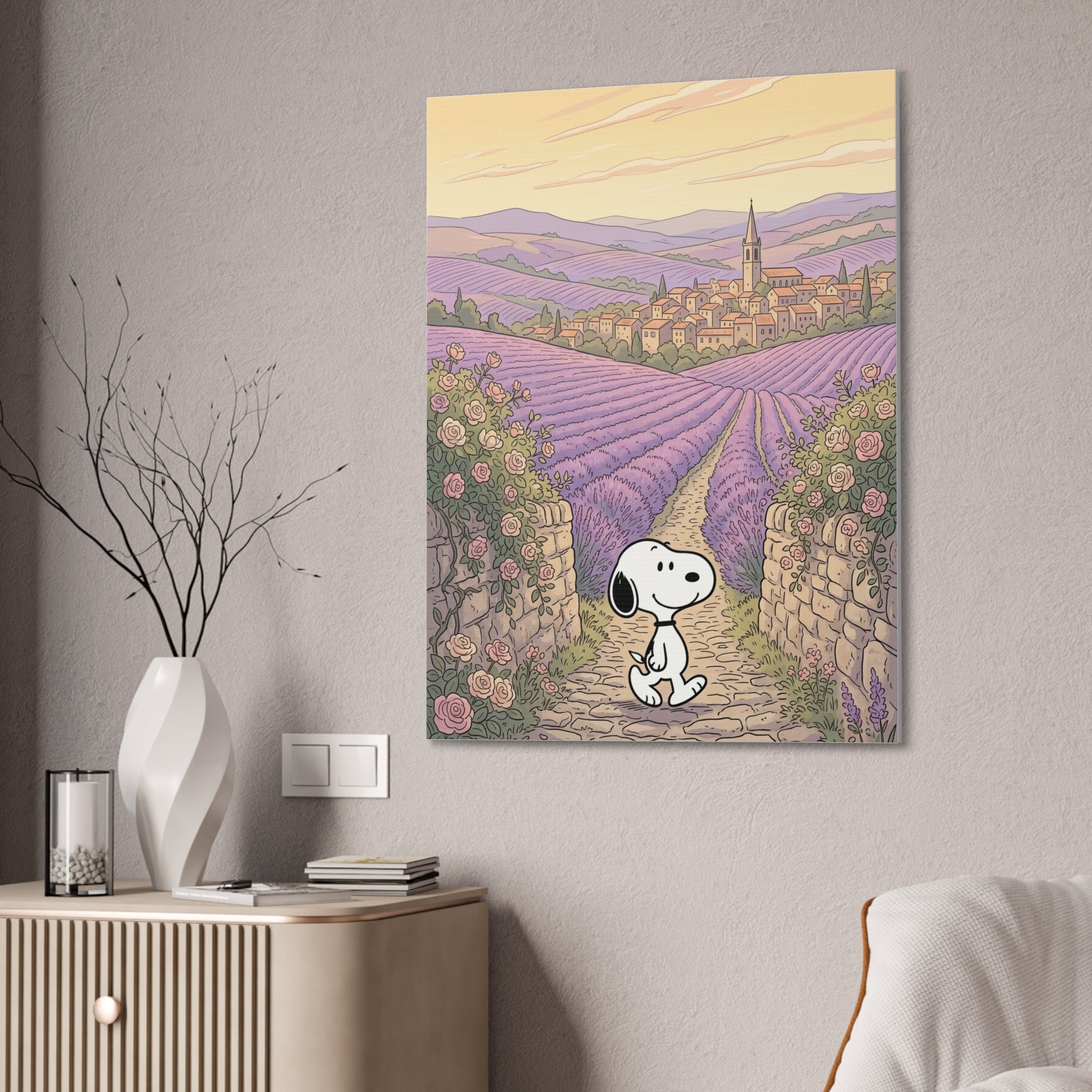 Snoopy in Lavender Fields Canvas