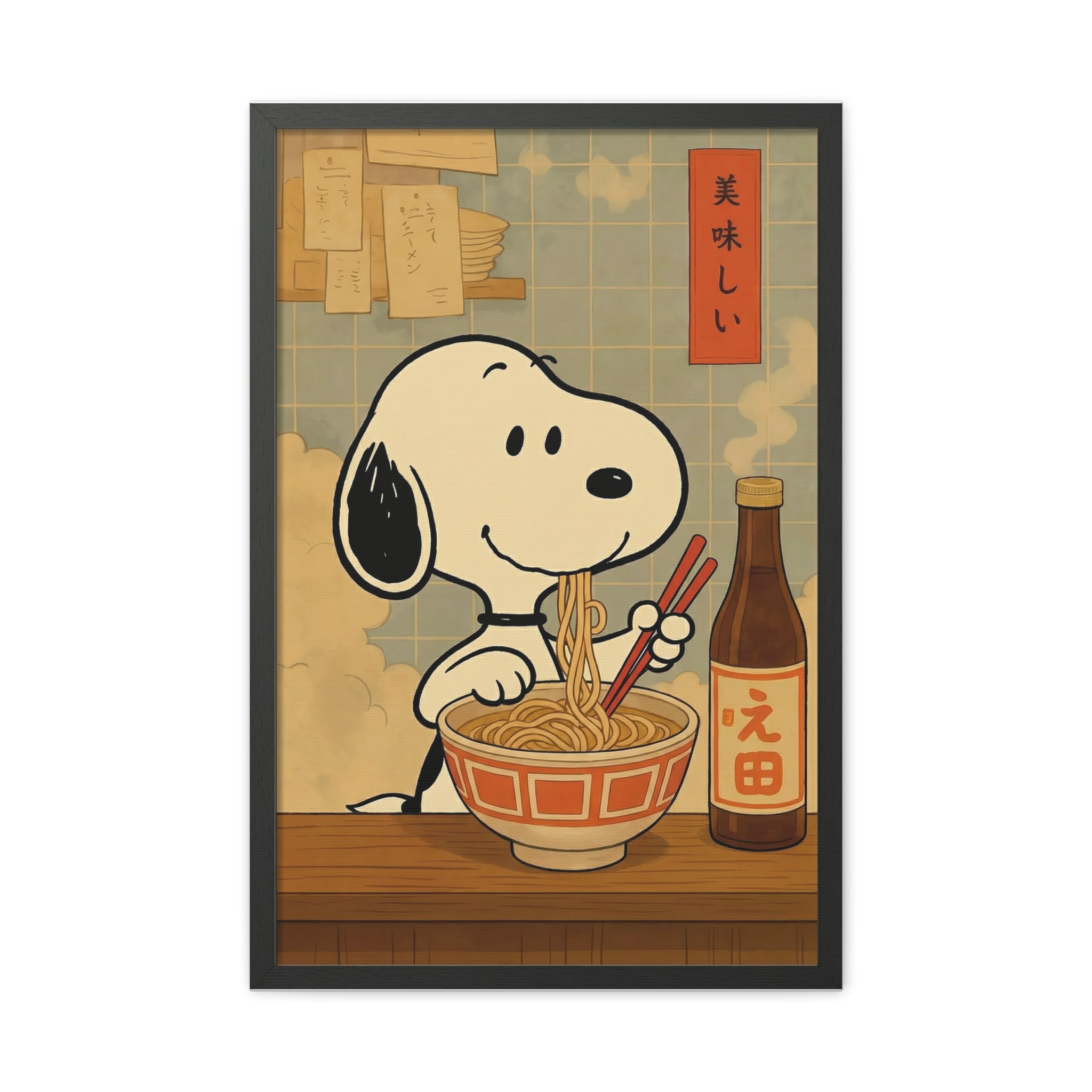 Snoopy Eating Ramen Canvas