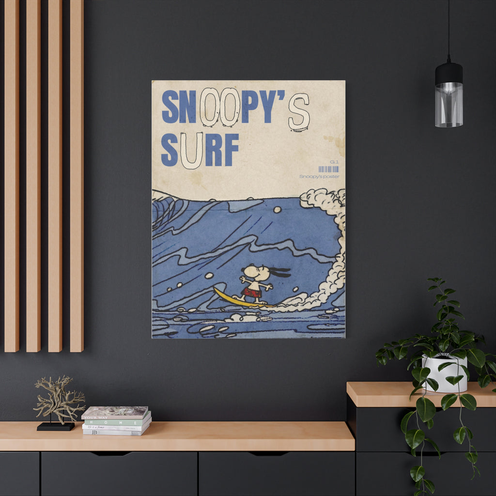 Snoopy Surf Illustration Canvas