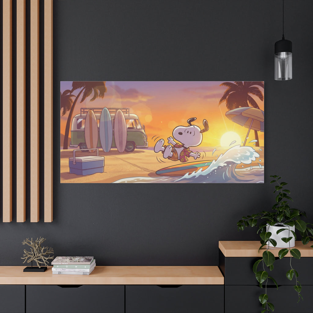 Surfing Snoopy Poster Canvas
