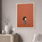 Girl Pointing Illustration Canvas