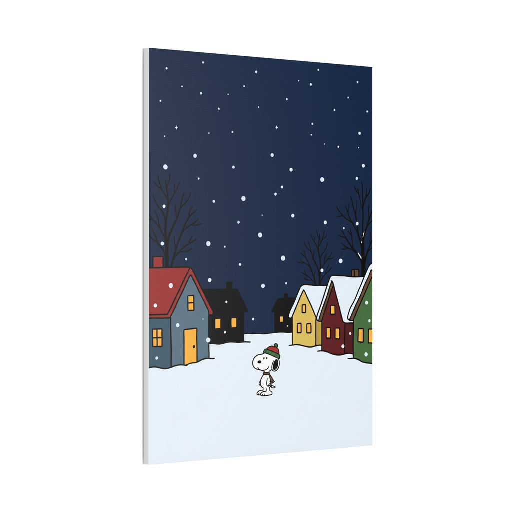 Snoopy Snowy Night Canvas