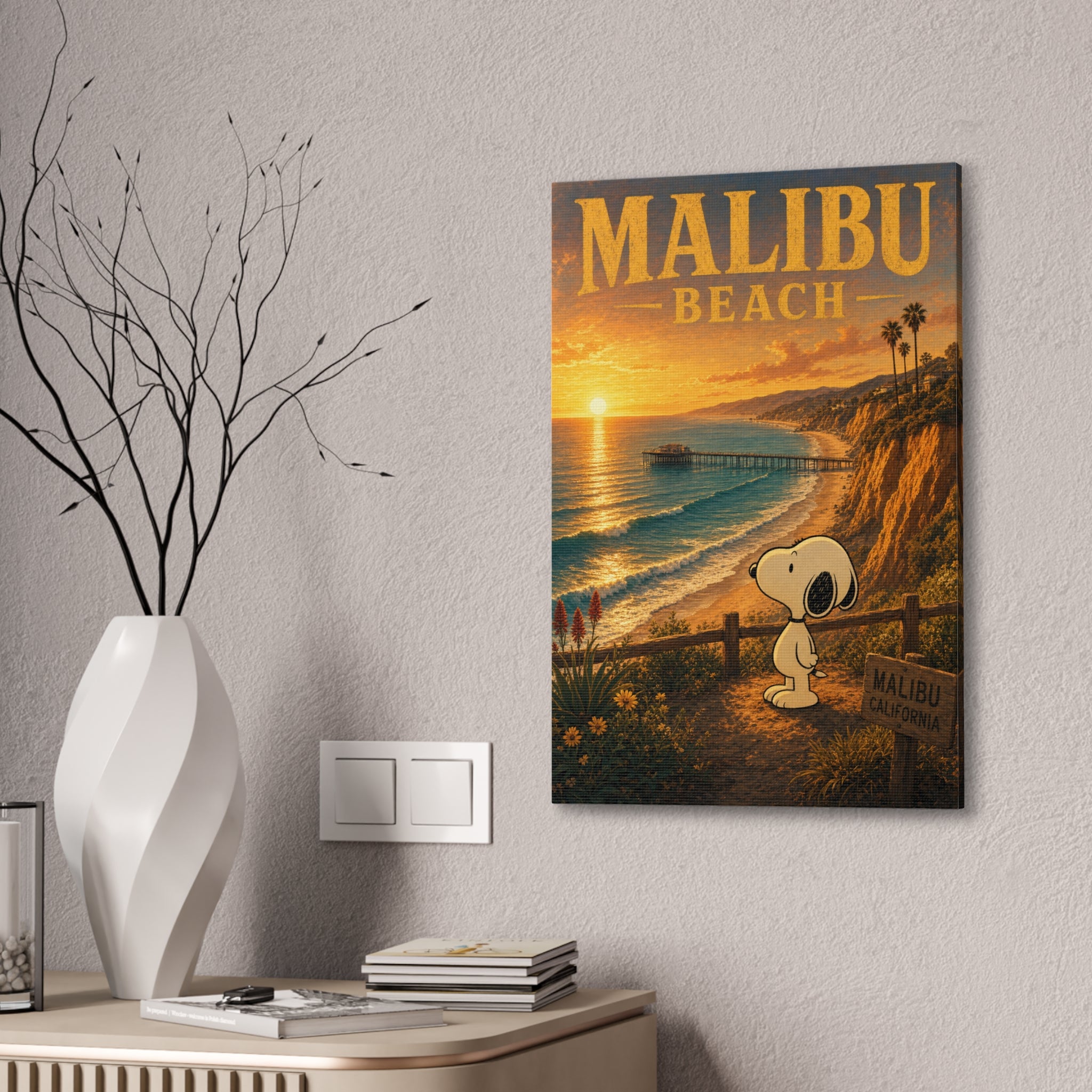 Malibu Beach Snoopy Canvas