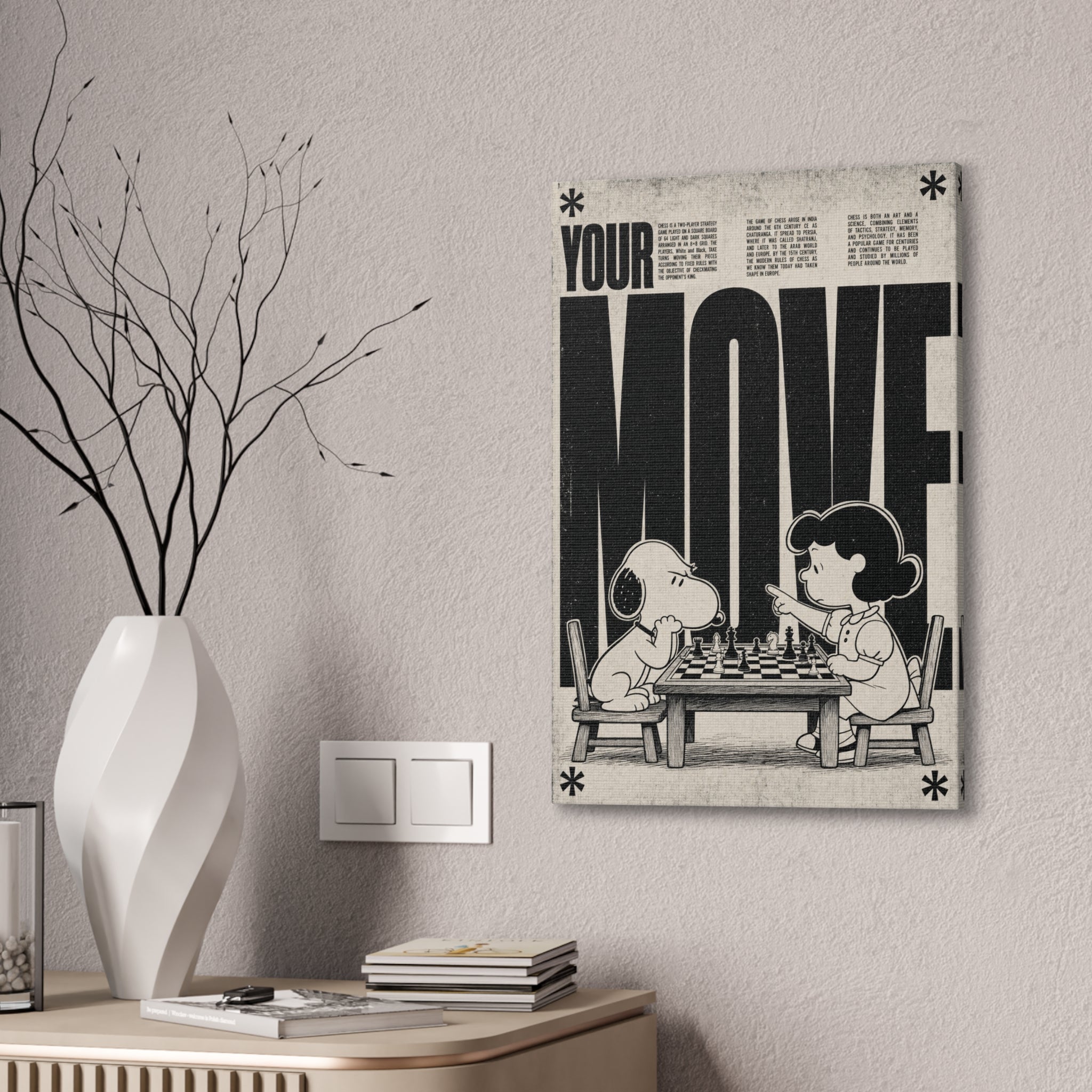 Snoopy Chess Scene Canvas