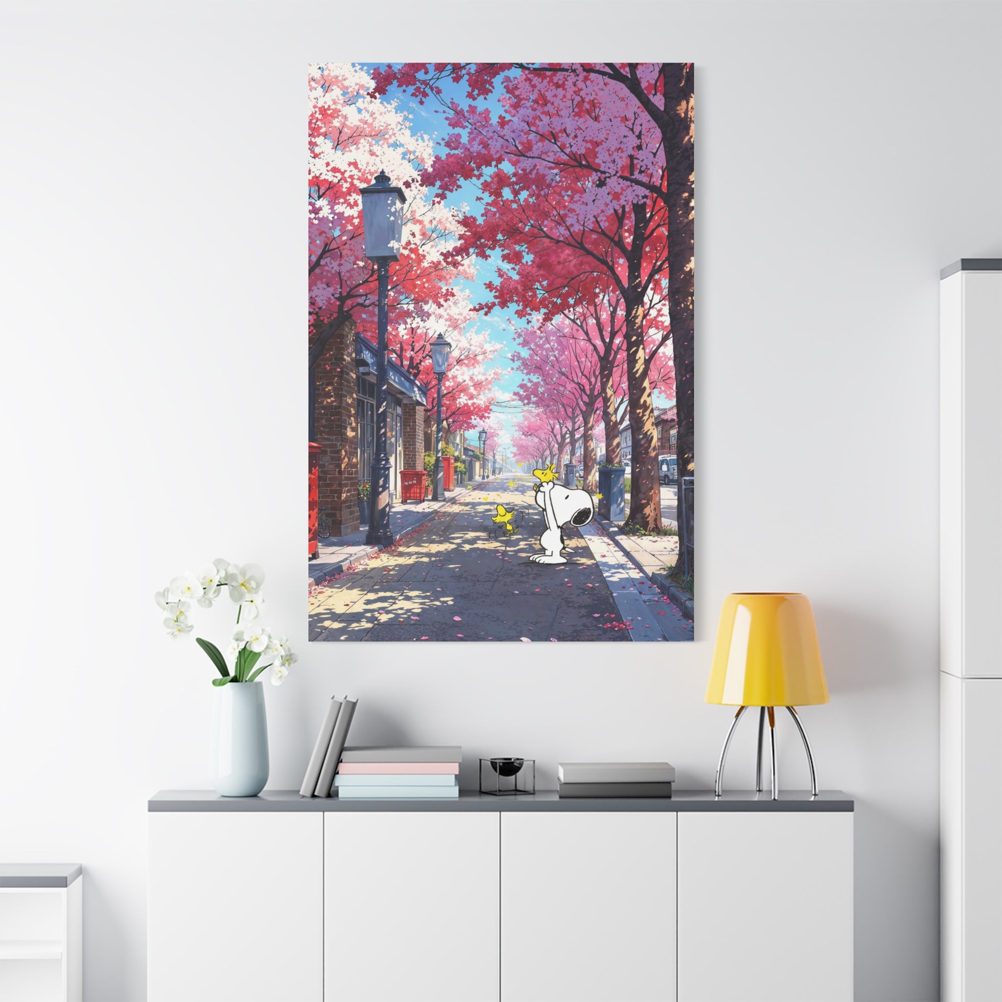 Snoopy Cherry Blossom Street Canvas