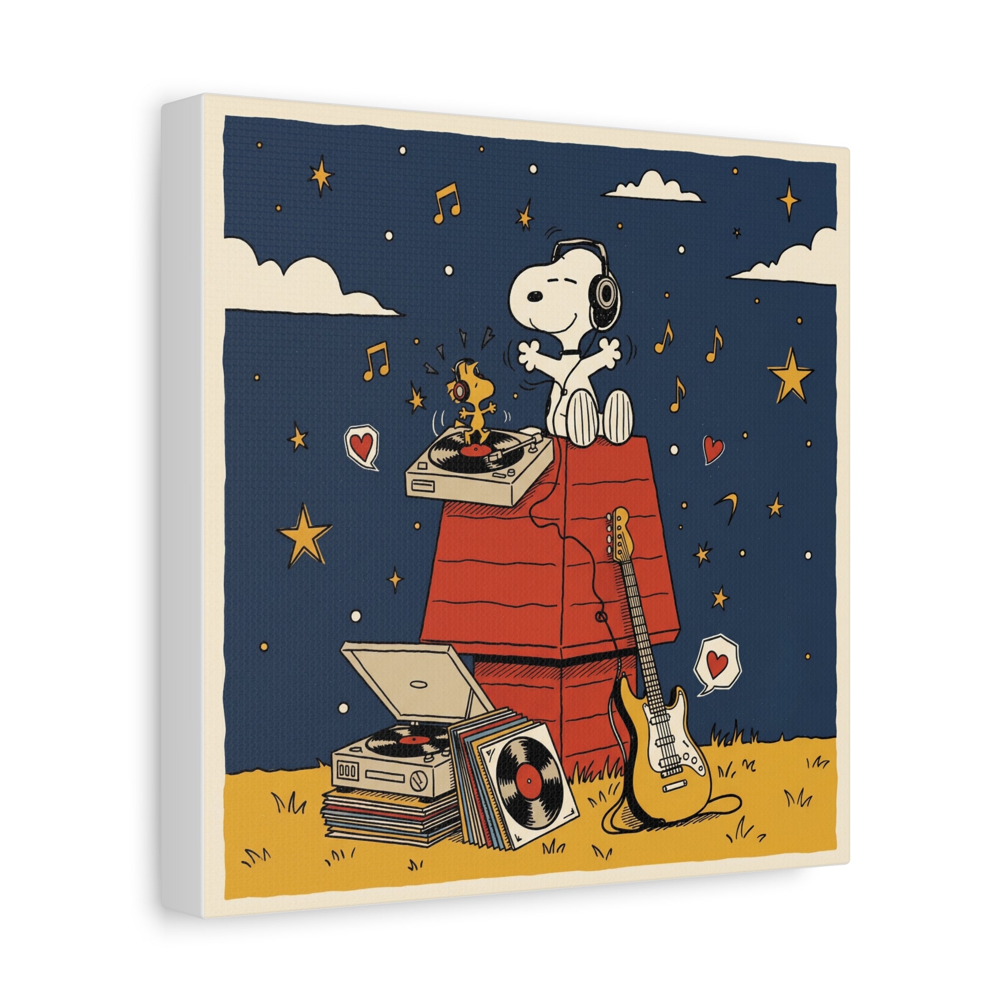 Snoopy Listening to Music Canvas
