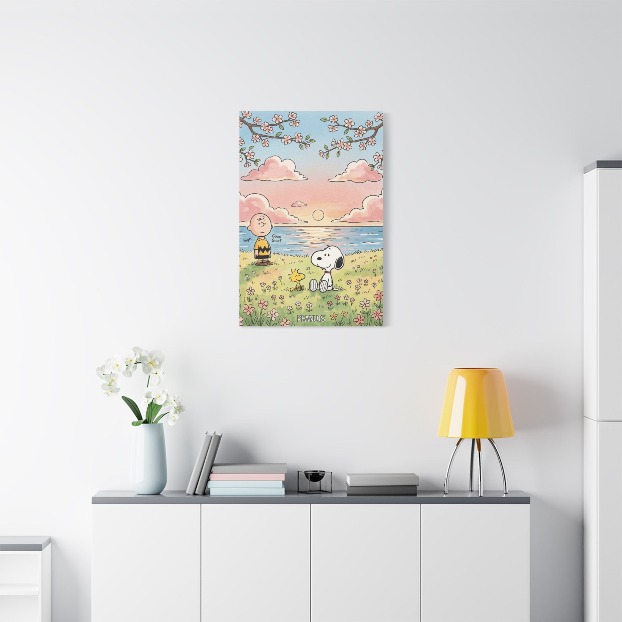 Snoopy Charlie Sunset Canvas