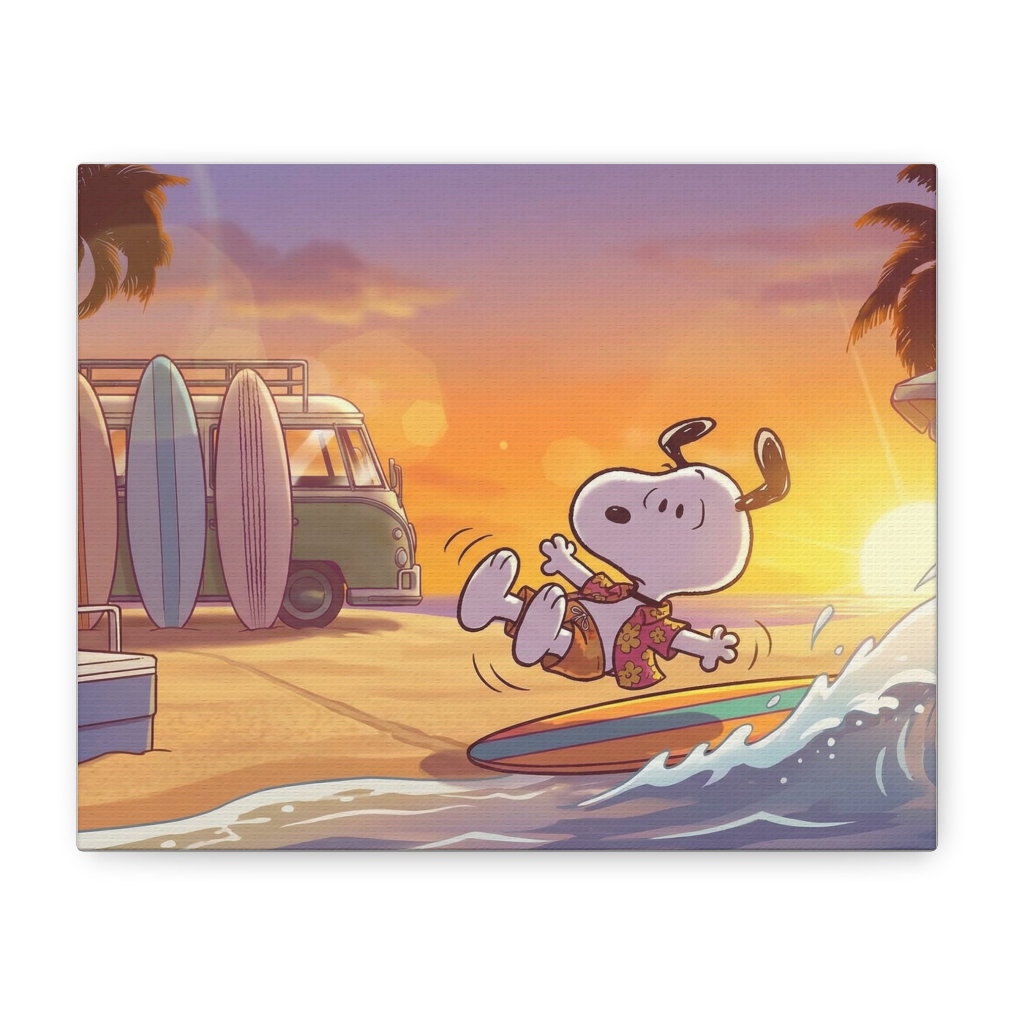 Surfing Snoopy Poster Canvas