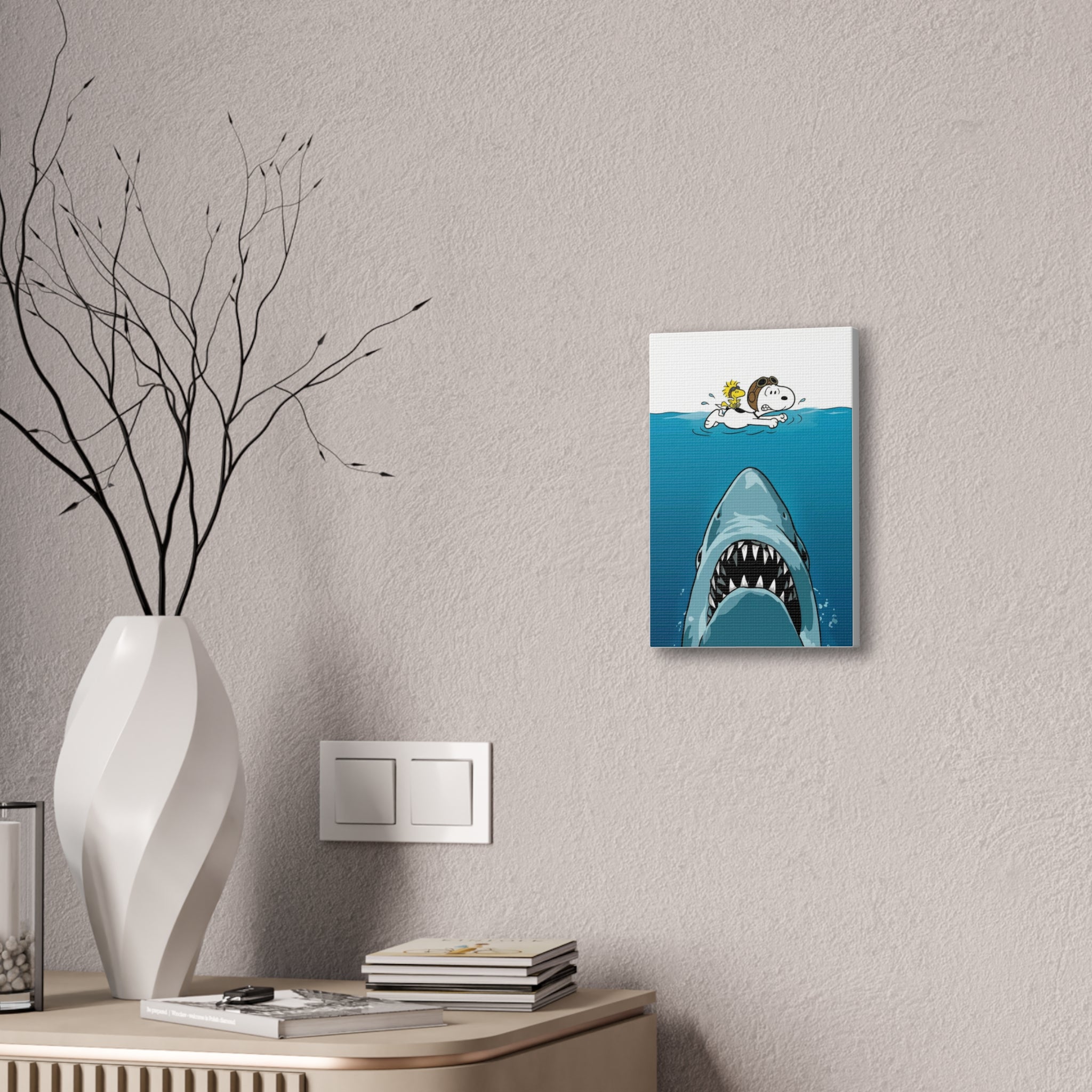 Snoopy Shark Surf Canvas