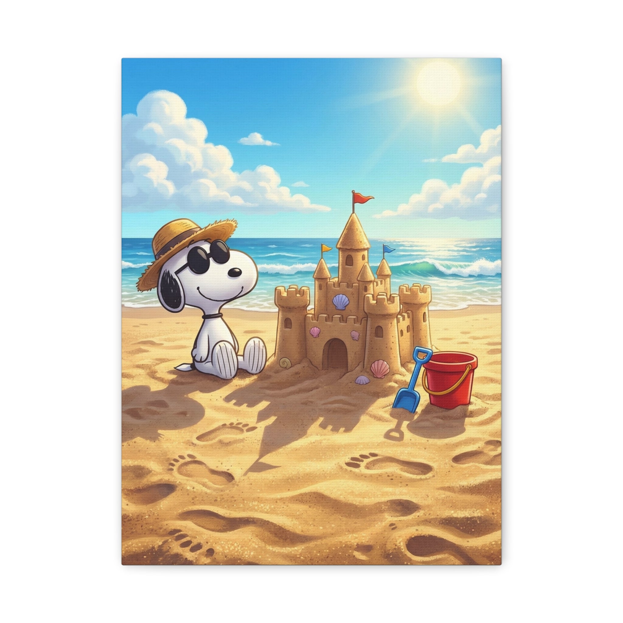 Snoopy At Beach Canvas