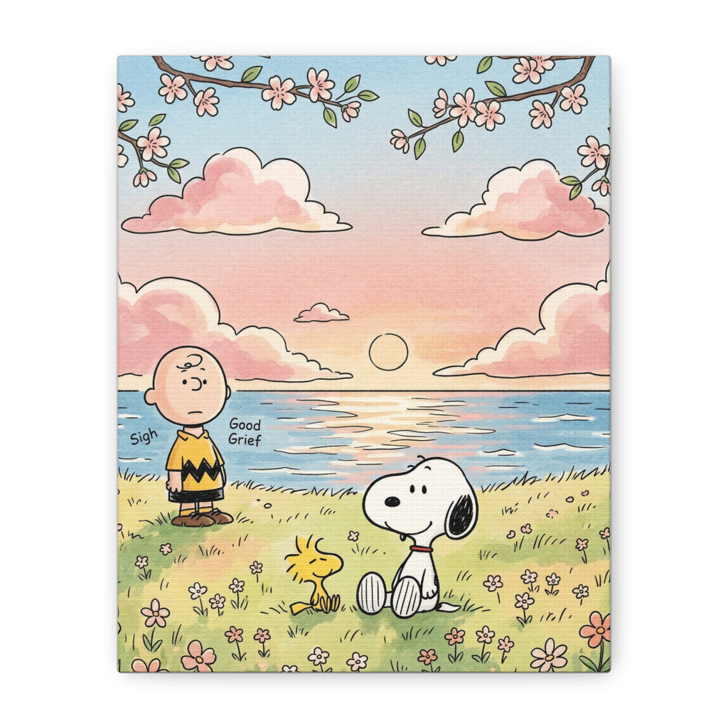 Snoopy Charlie Sunset Canvas