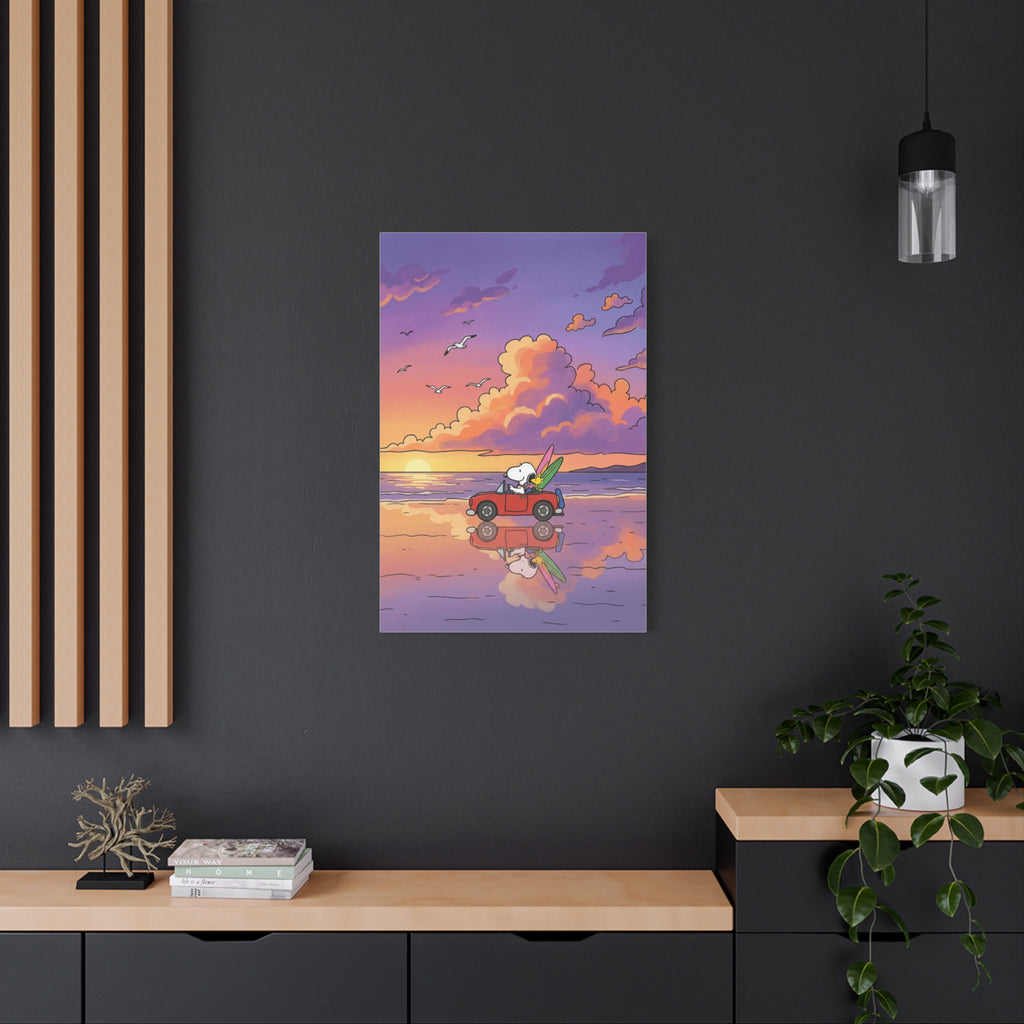 Snoopy Surf Sunset Canvas