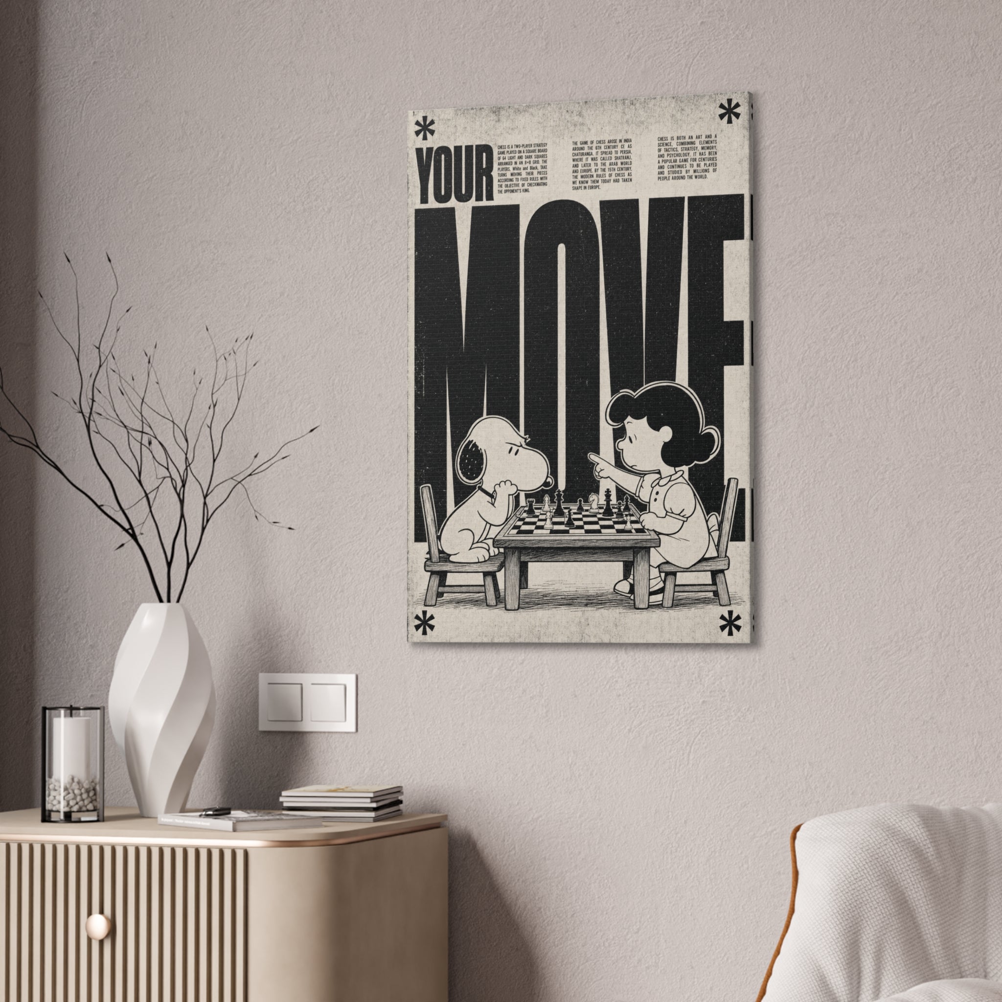 Snoopy Chess Scene Canvas