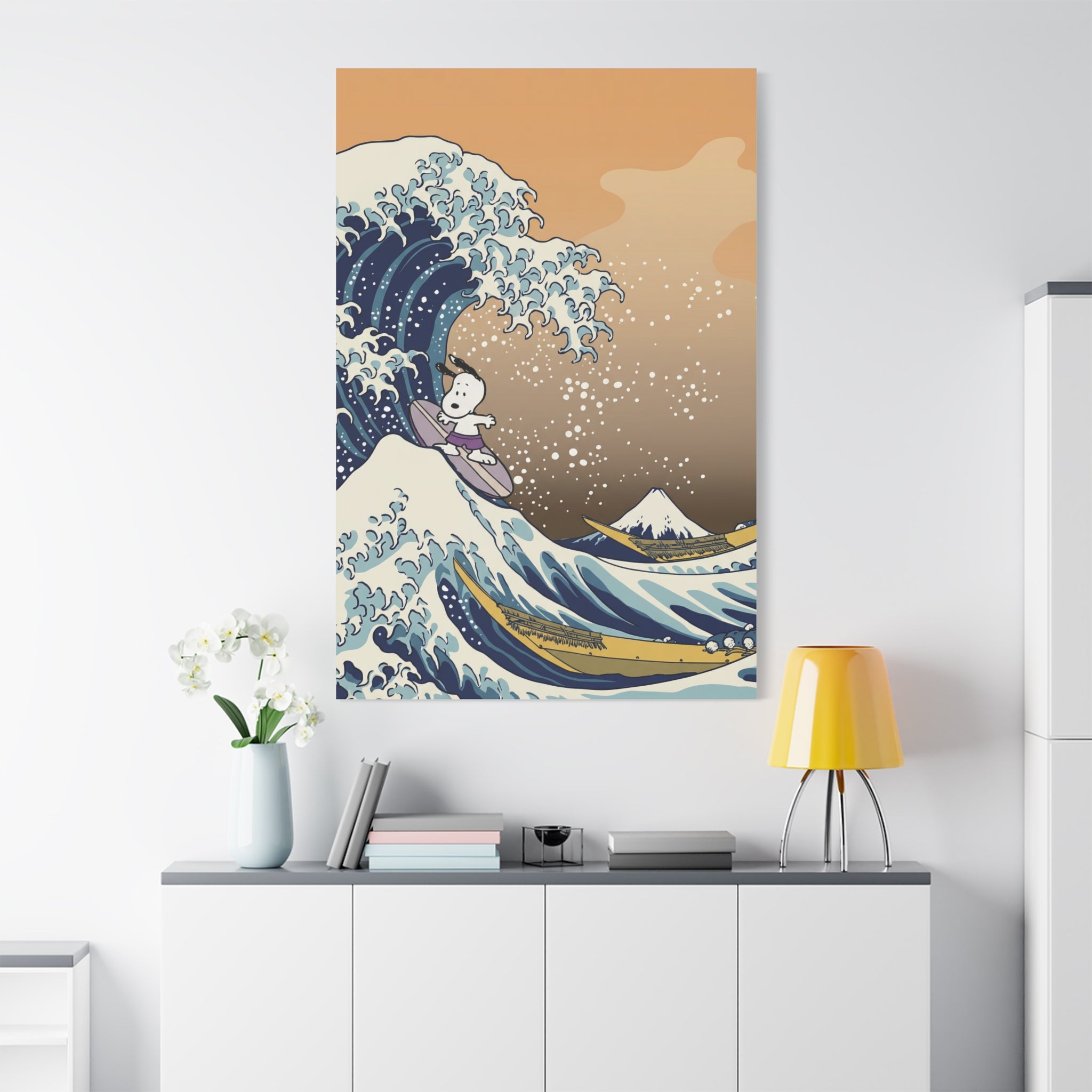 Surfing Snoopy Wave Canvas
