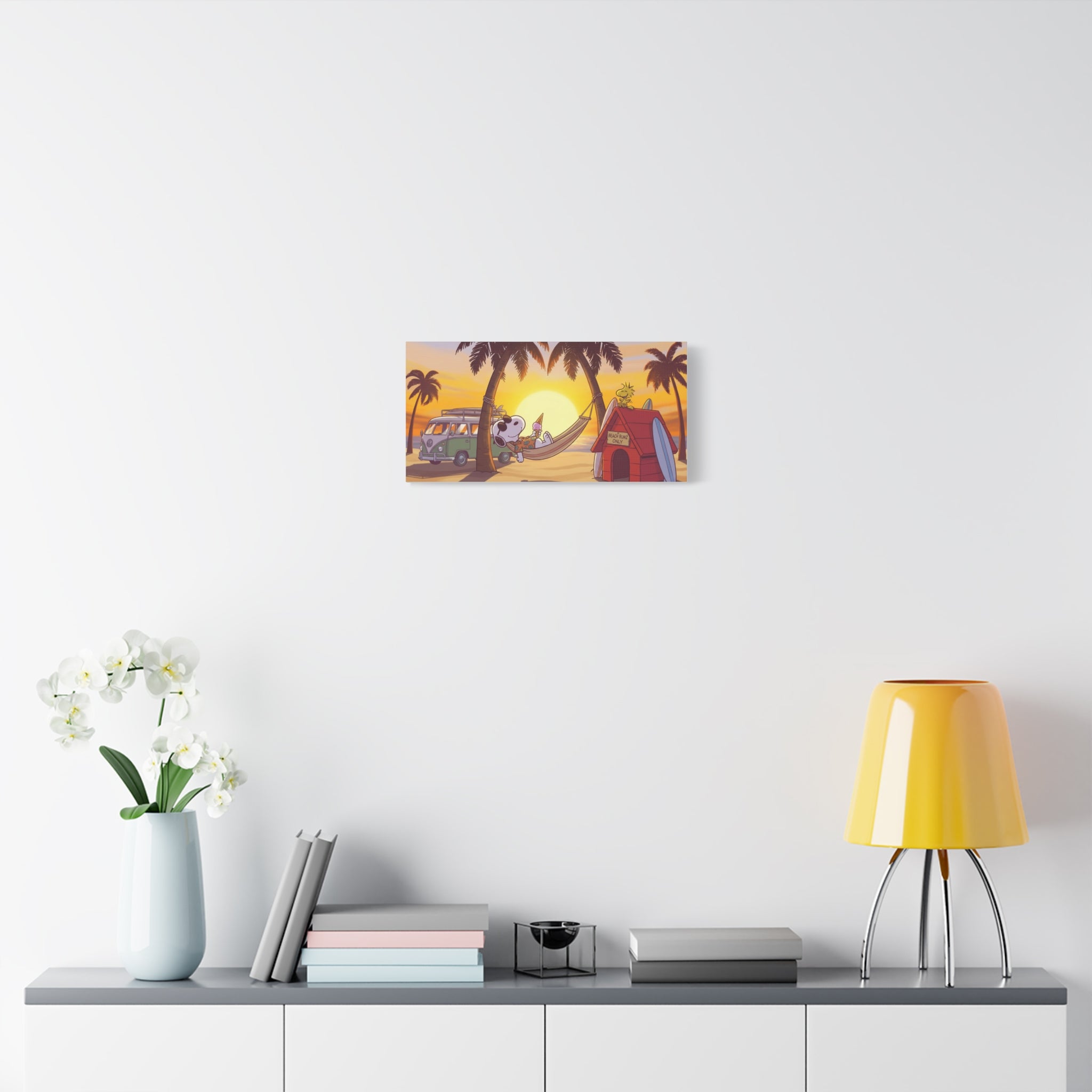 Snoopy Beach Sunset Canvas Poster