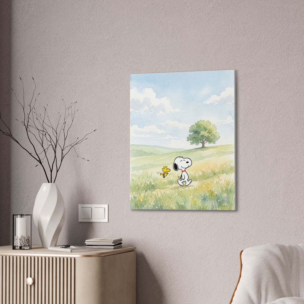 Snoopy and Woodstock Meadow Canvas