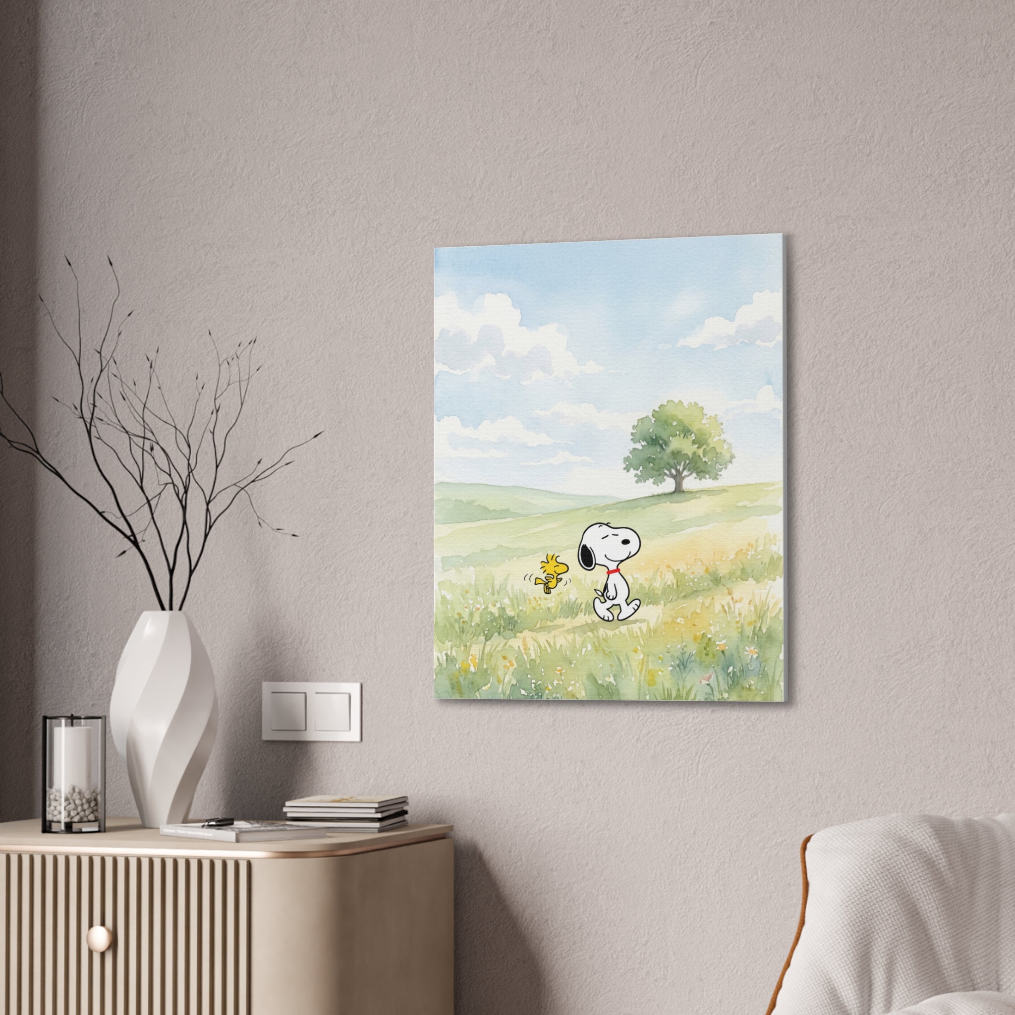 Snoopy and Woodstock Meadow Canvas