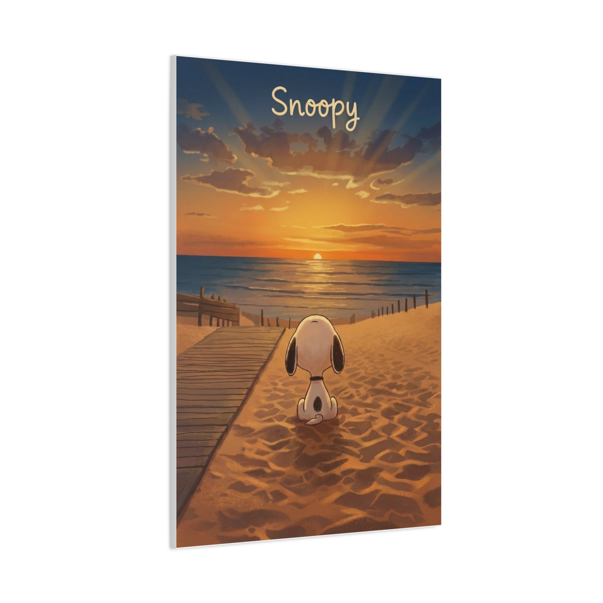 Snoopy Beach Sunset Canvas