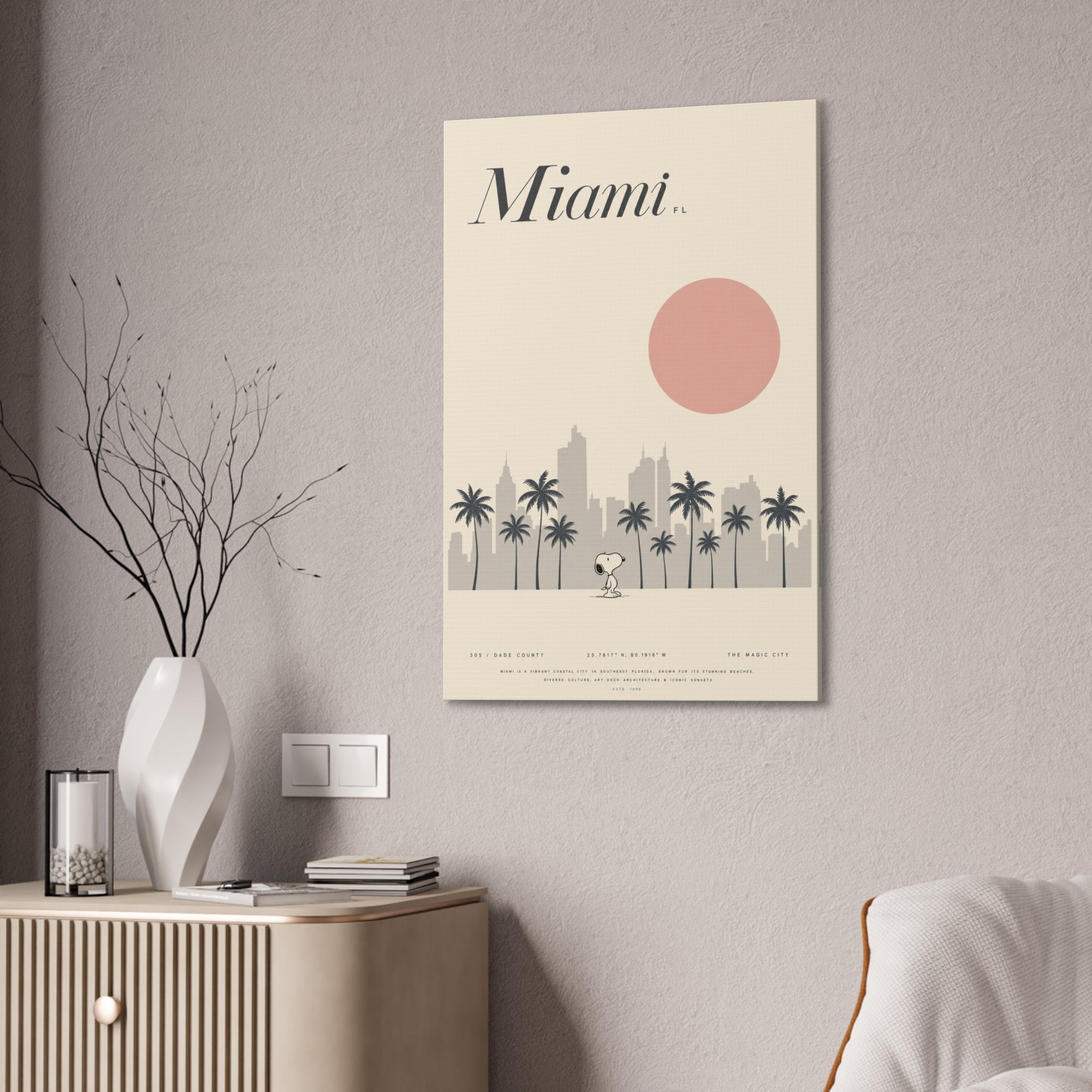 Miami Skyline Sun Canvas