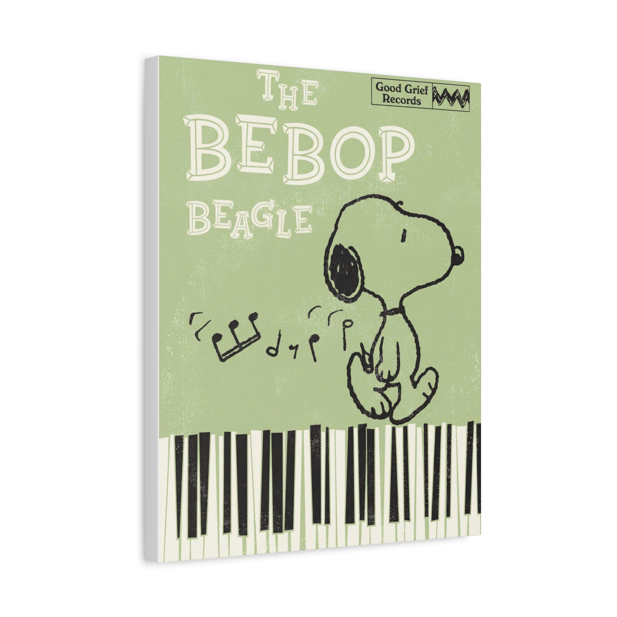 Bebop Beagle Piano Illustration Canvas