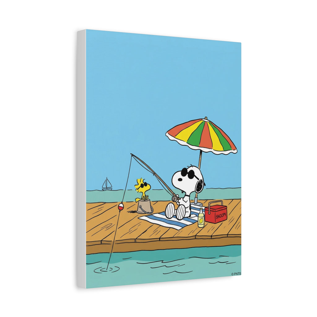 Fishing By Pier Canvas