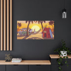 Snoopy Beach Sunset Canvas Poster