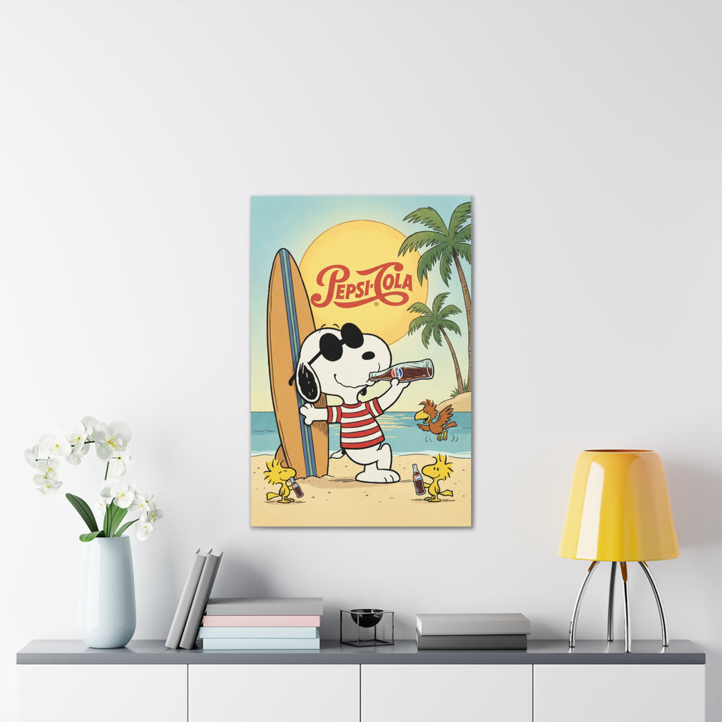 Peanuts Snoopy Surfing Pepsi Canvas