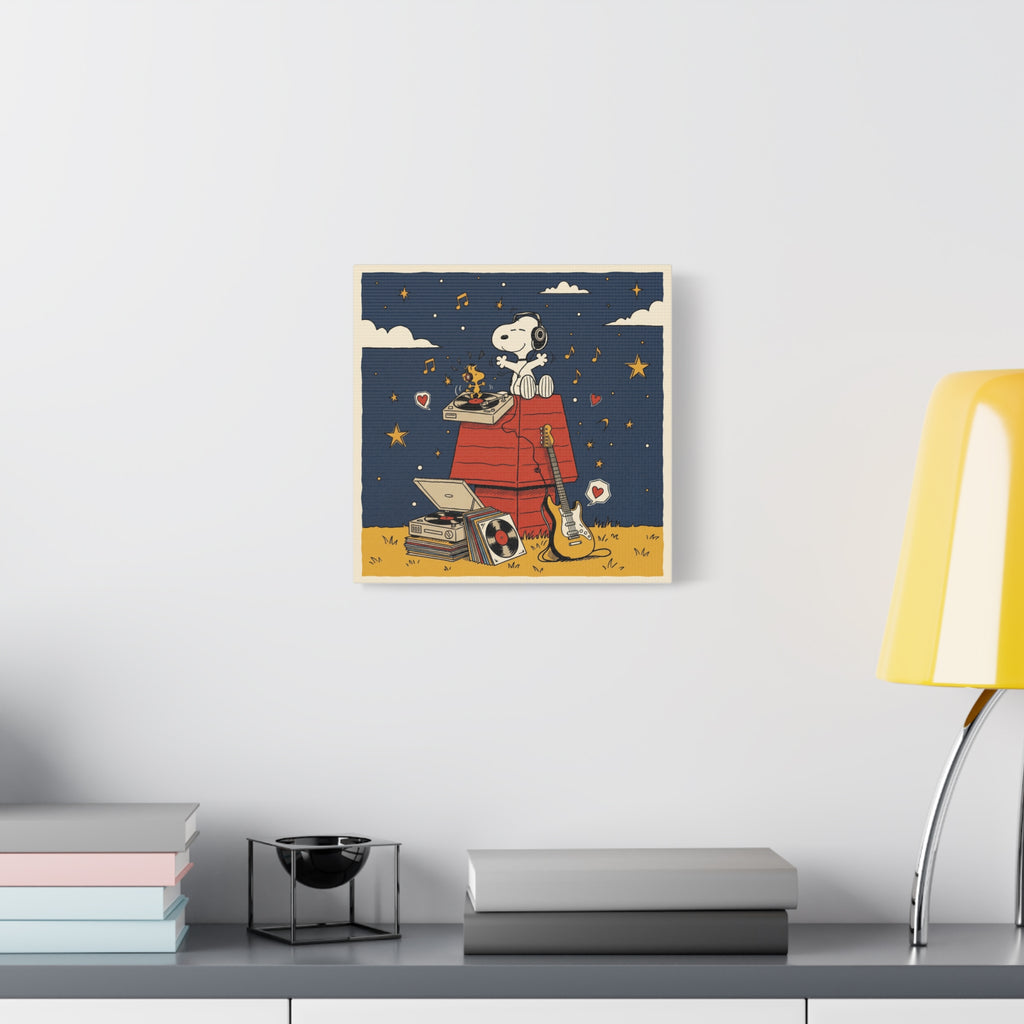 Snoopy Listening to Music Canvas