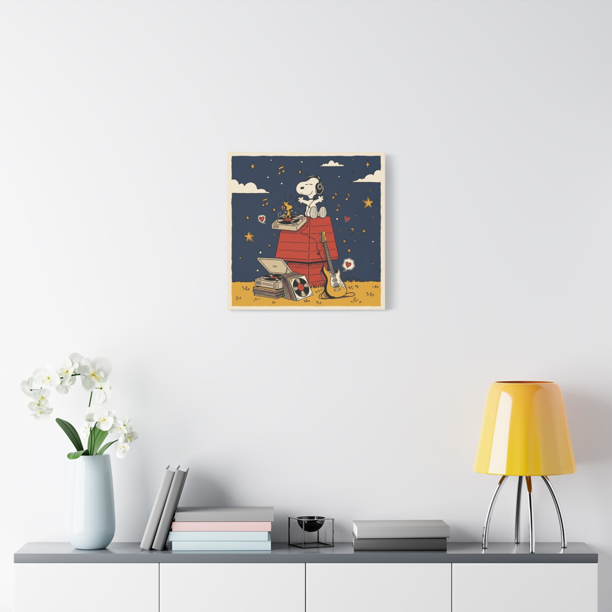 Snoopy Listening to Music Canvas