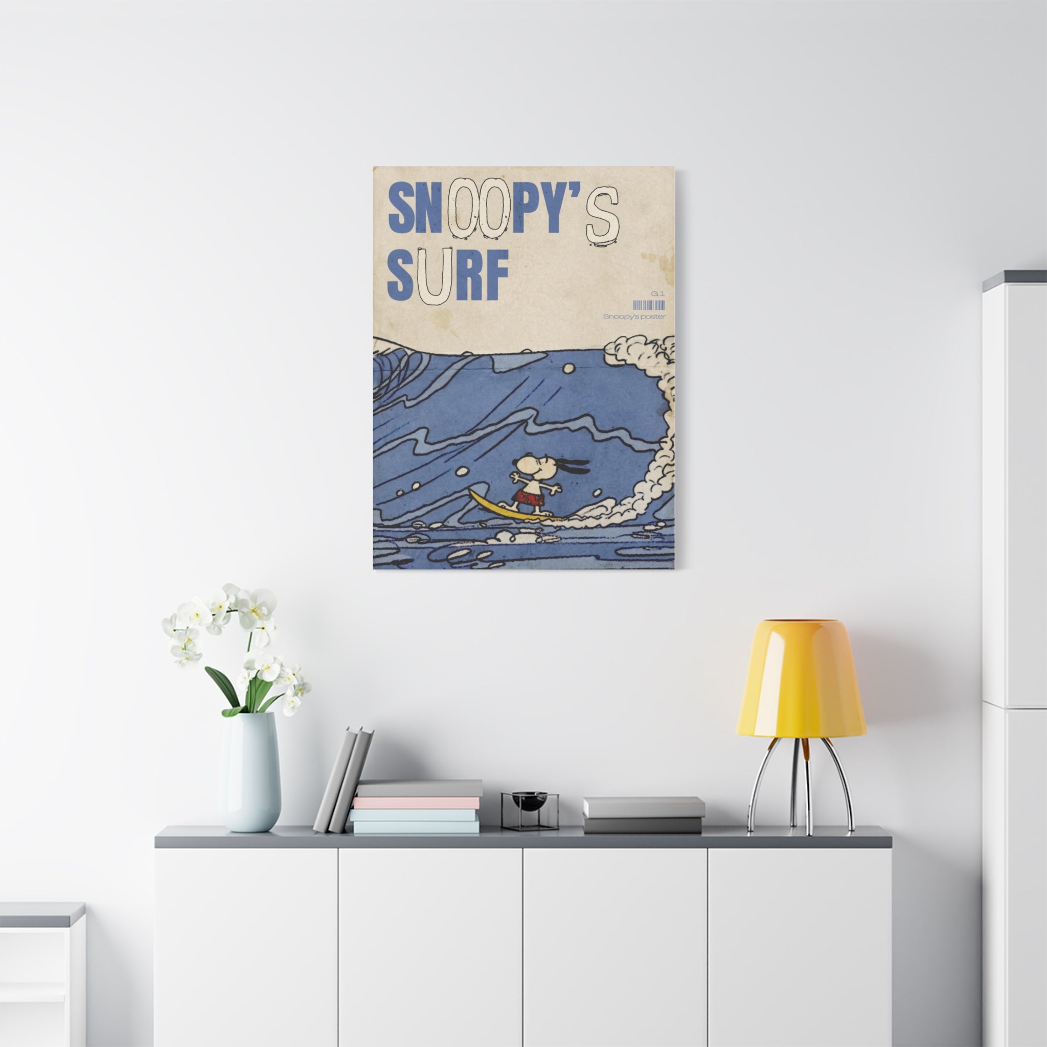 Snoopy Surf Illustration Canvas