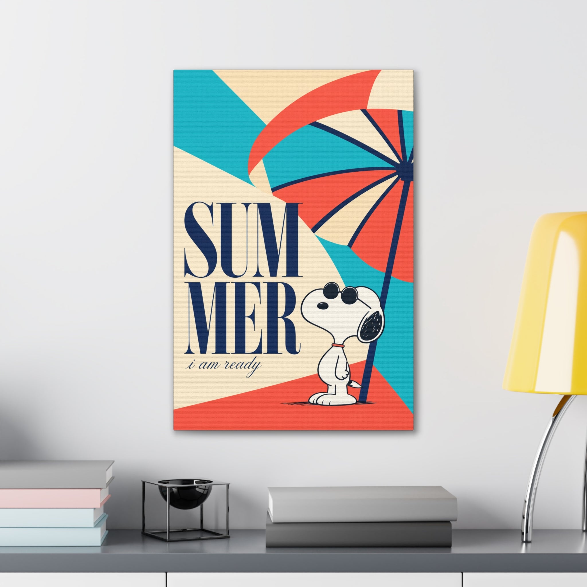 Retro Umbrella Beach Canvas